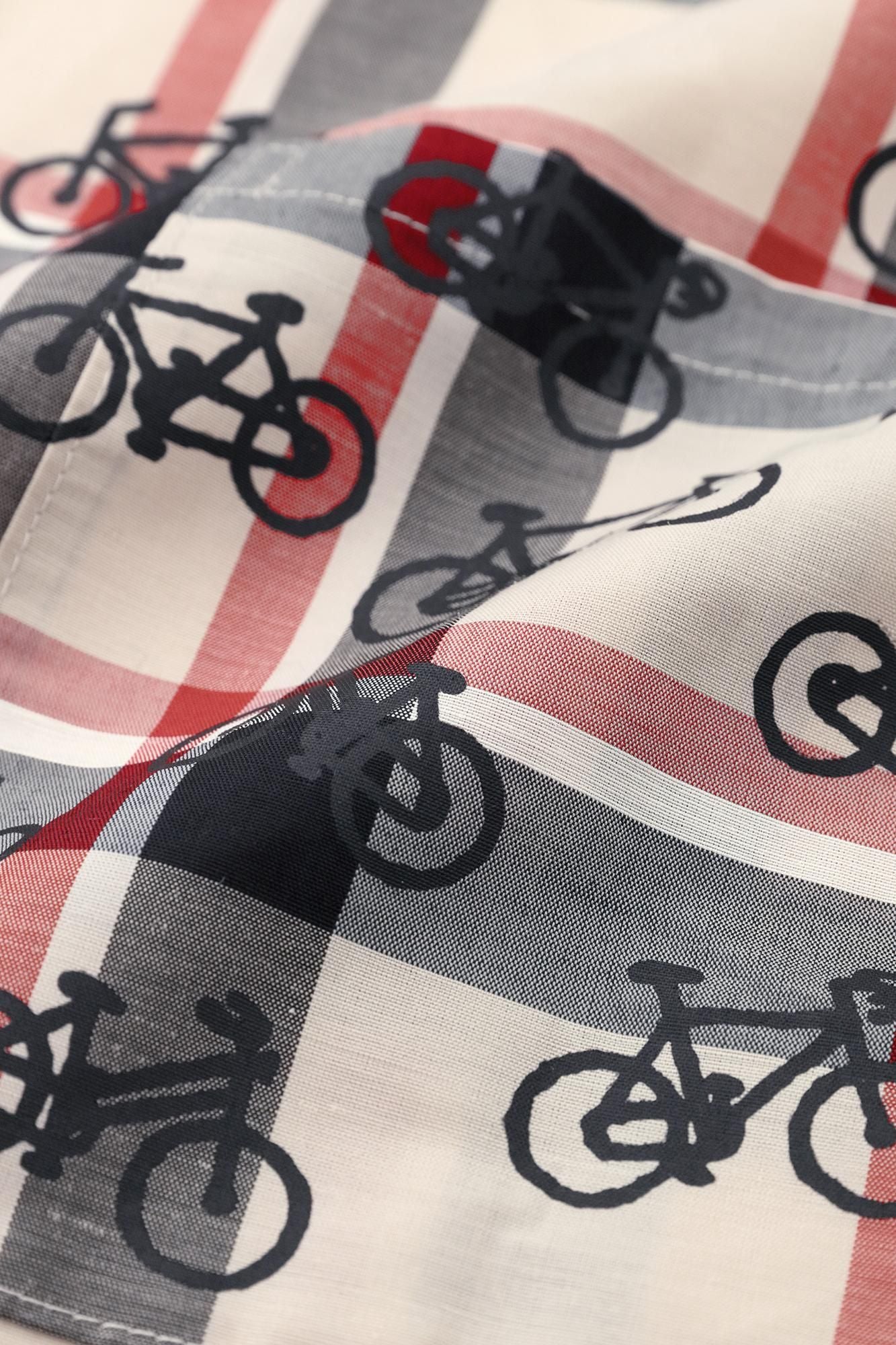 苧麻尼龍有領ZIP UP外套／象牙白格紋