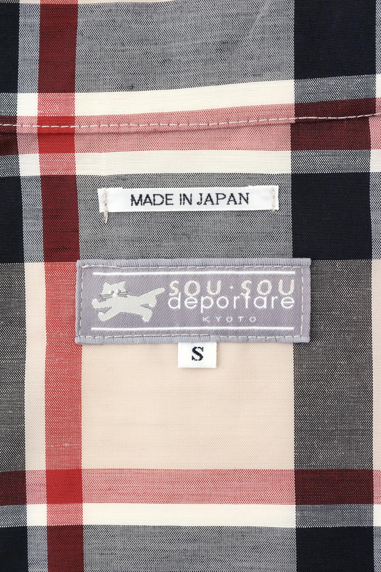 苧麻尼龍有領ZIP UP外套／象牙白格紋