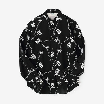 高島縮 20/20 スタンドカラーシャツ／から草あそび