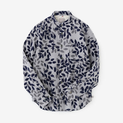 高島縮 20/20 スタンドカラーシャツ／木陰（こかげ）