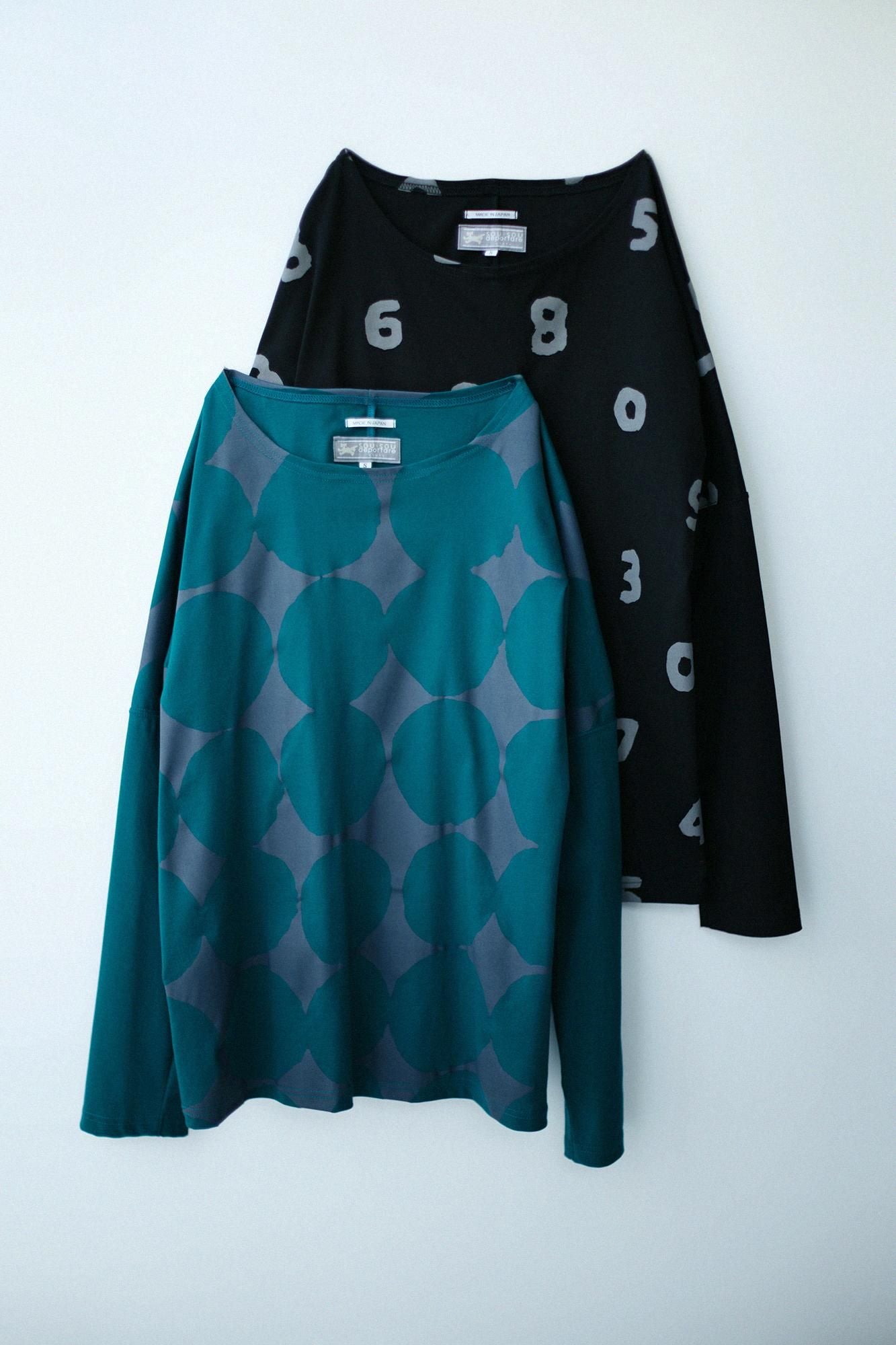 双面（ryomen ami）长袖T恤/so-su-u顶部和底部（ka）湿羽毛颜色（nuyara）