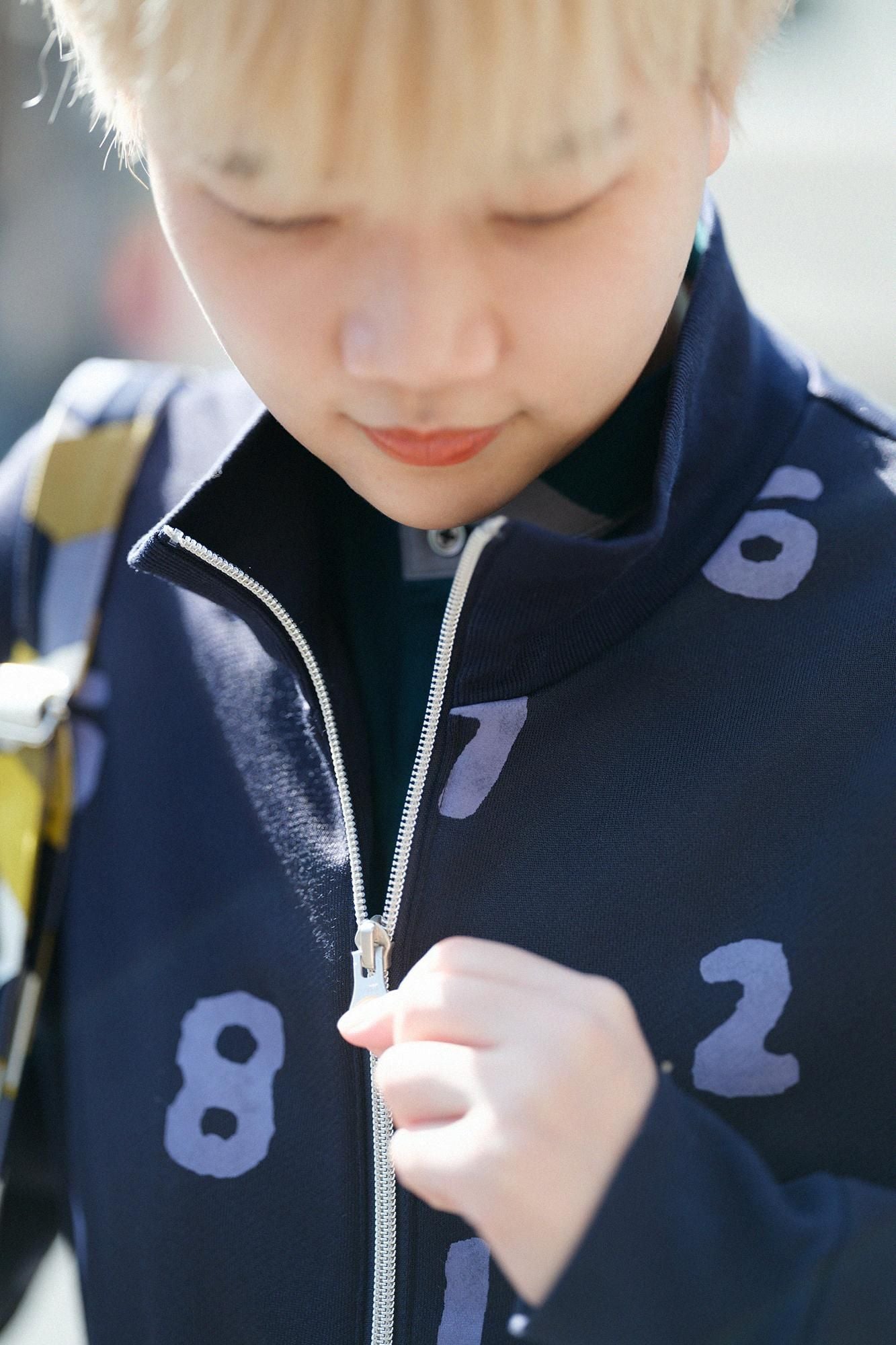 內抓毛ZIP UP BIKE外套/ SO-SU-U十數暗藍色