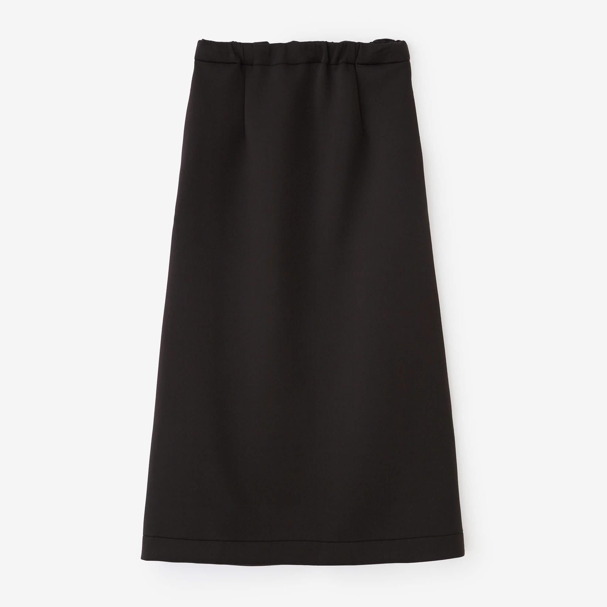 2WAY彈性瓦楞針織長裙/黑色