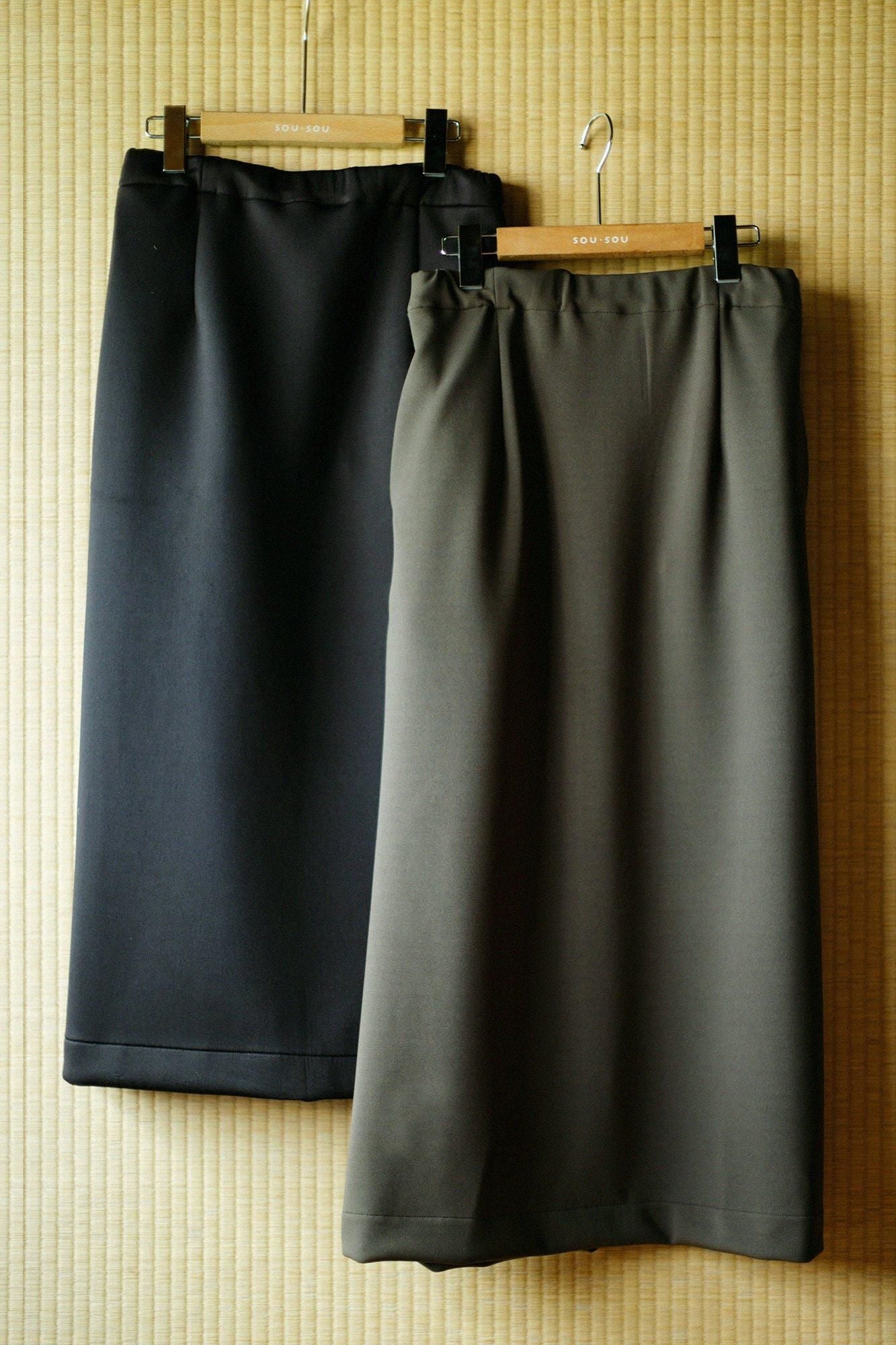 2WAY彈性瓦楞針織長裙/黑色