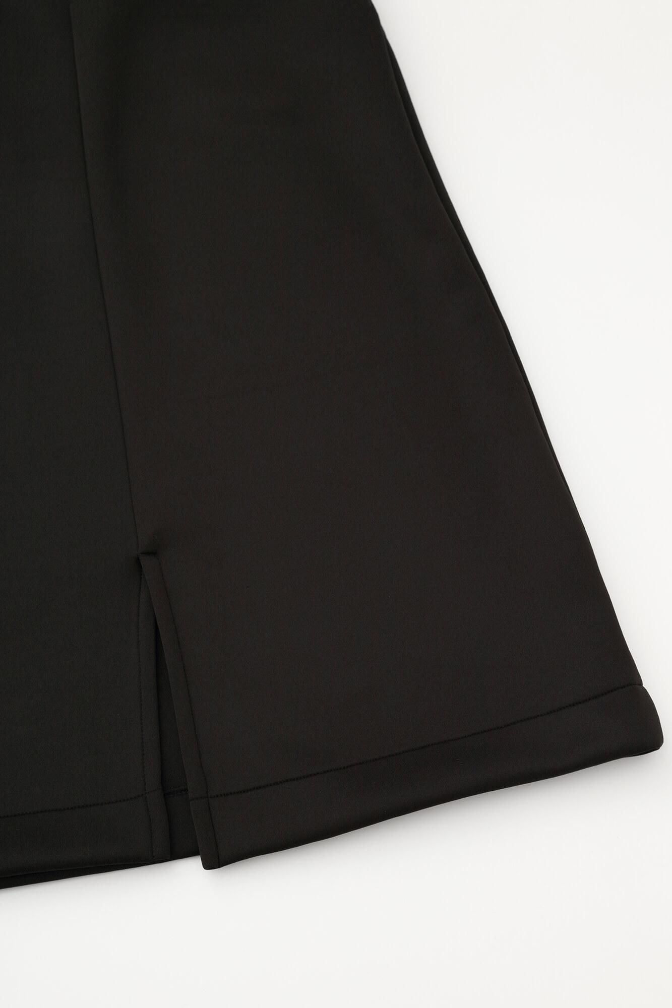 2WAY彈性瓦楞針織長裙/黑色