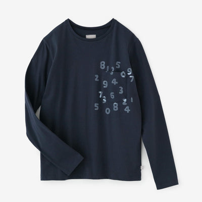 【net限定】30単 ハイゲージ天竺 長袖ポケットTシャツ／深紺（しんこん）
