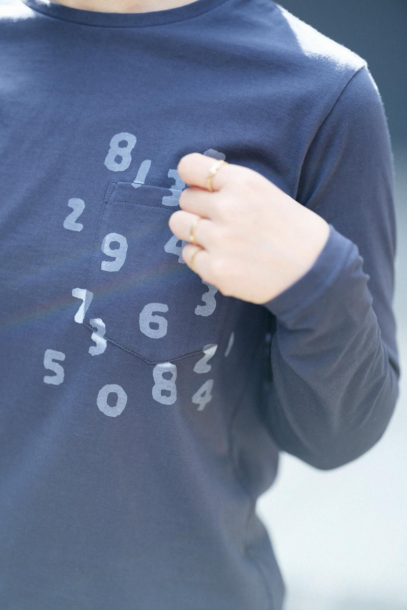 【net限定】30単 ハイゲージ天竺 長袖ポケットTシャツ／深紺（しんこん）