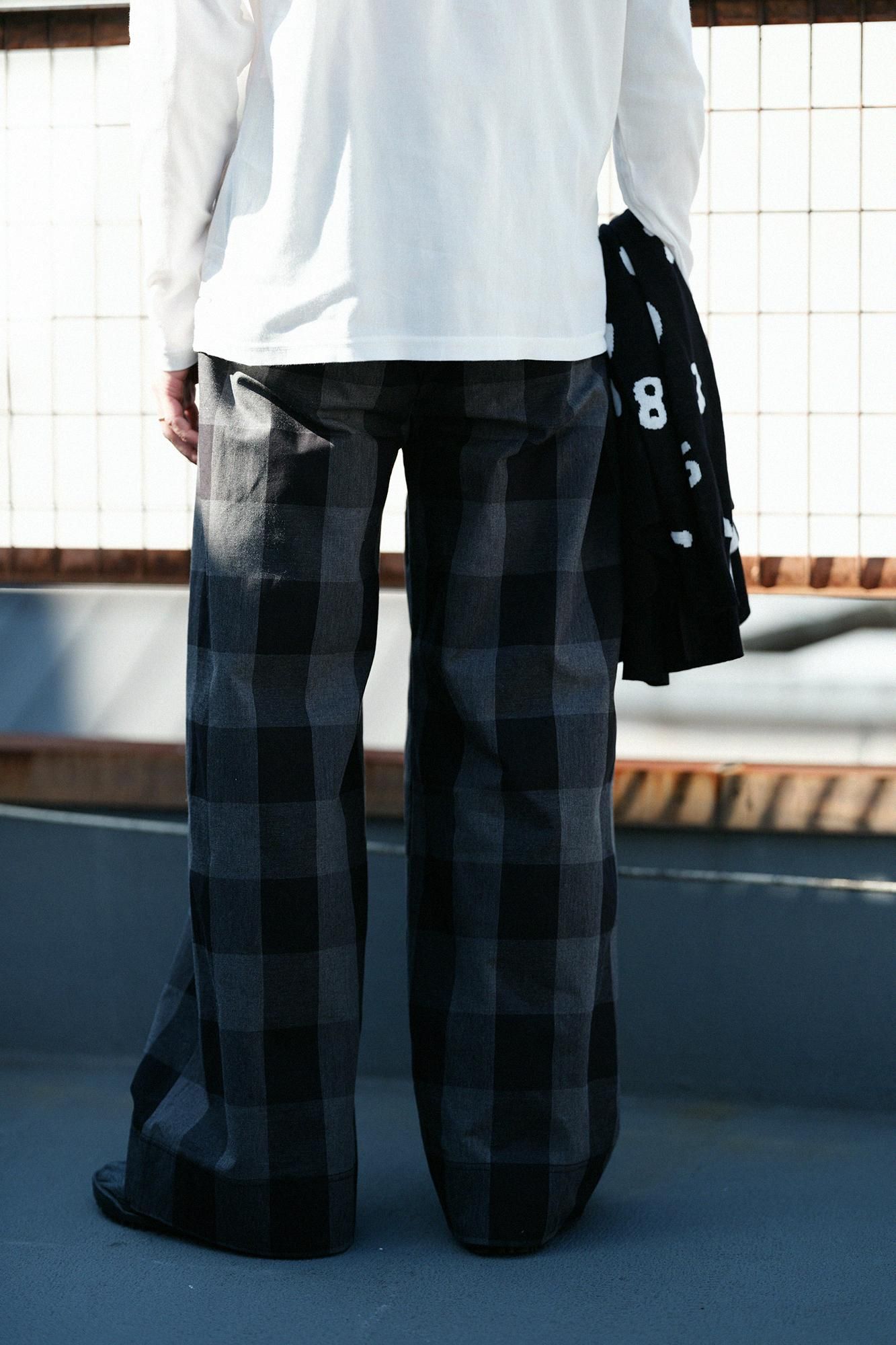 Danproof Wide Pants / Black Big Lattice Goushi