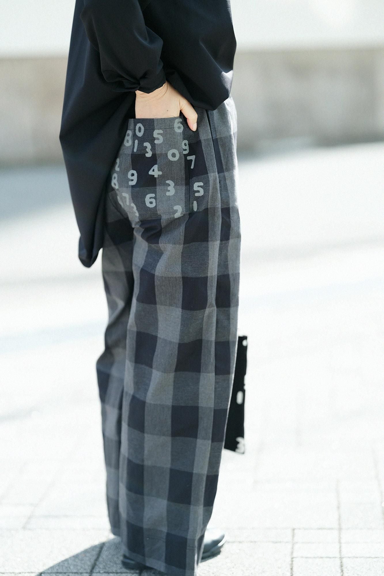 Danproof Wide Pants / Black Big Lattice Goushi