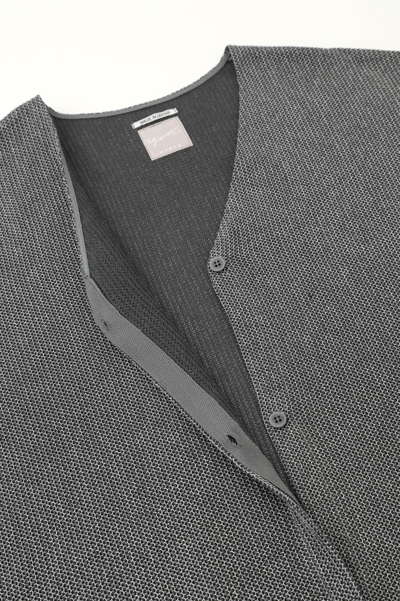 拉舍爾經編V領 輕型外套/灰墨色