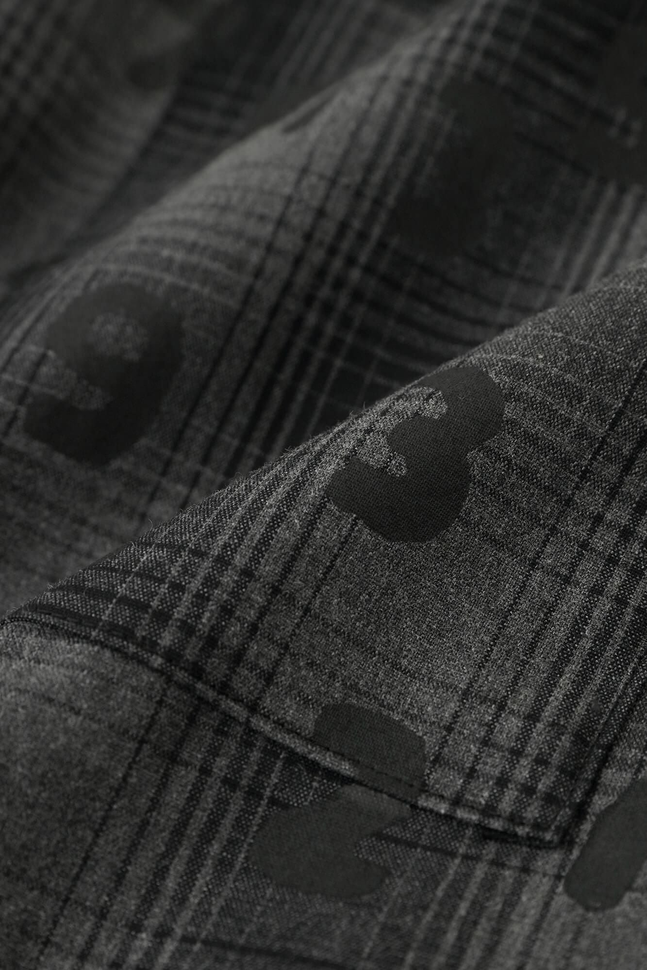 高密度防絨布 休閒窄管長褲／黑色霞格紋