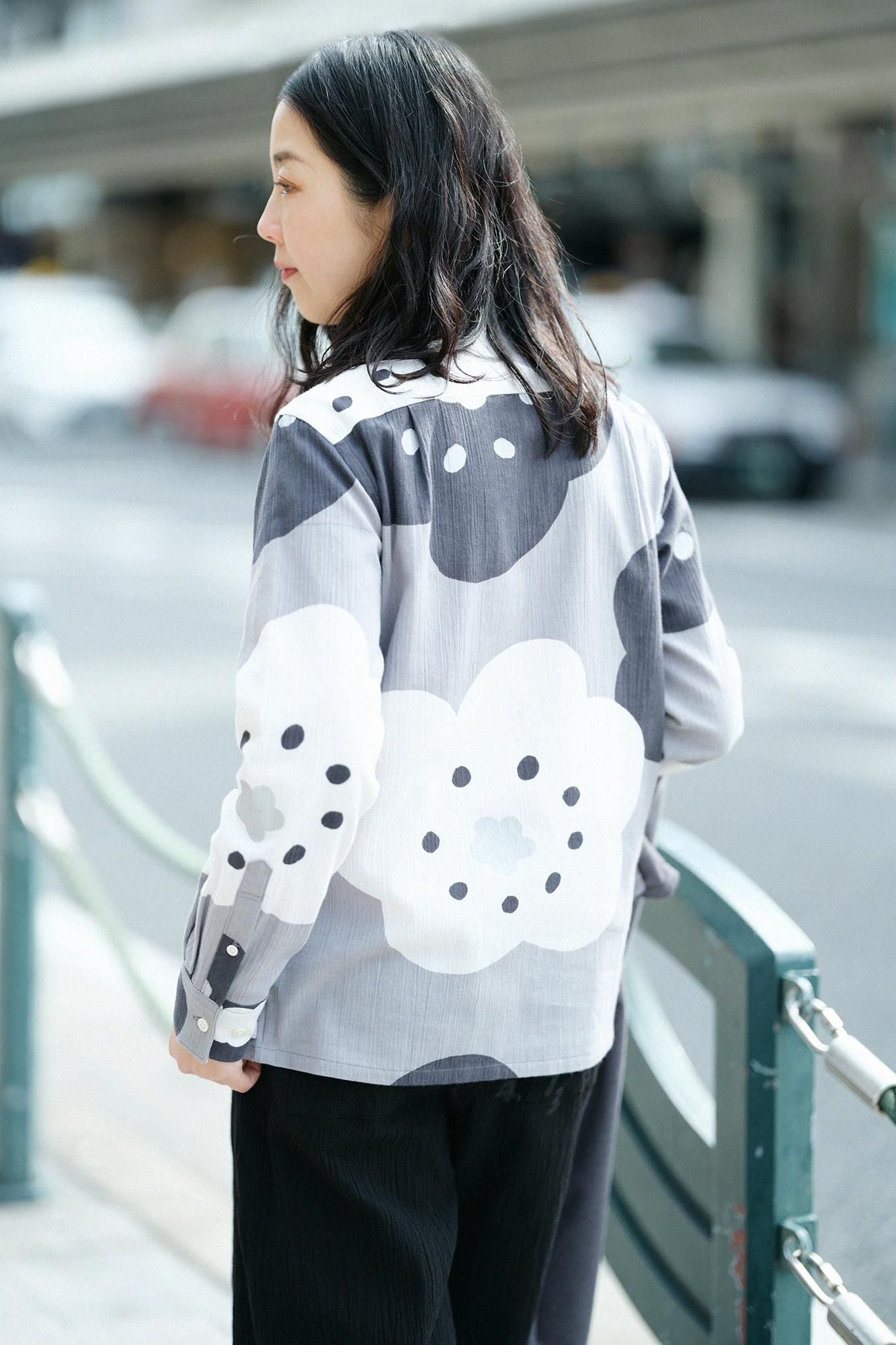 高島縮棉 20/20立領長袖襯衫SP/微笑