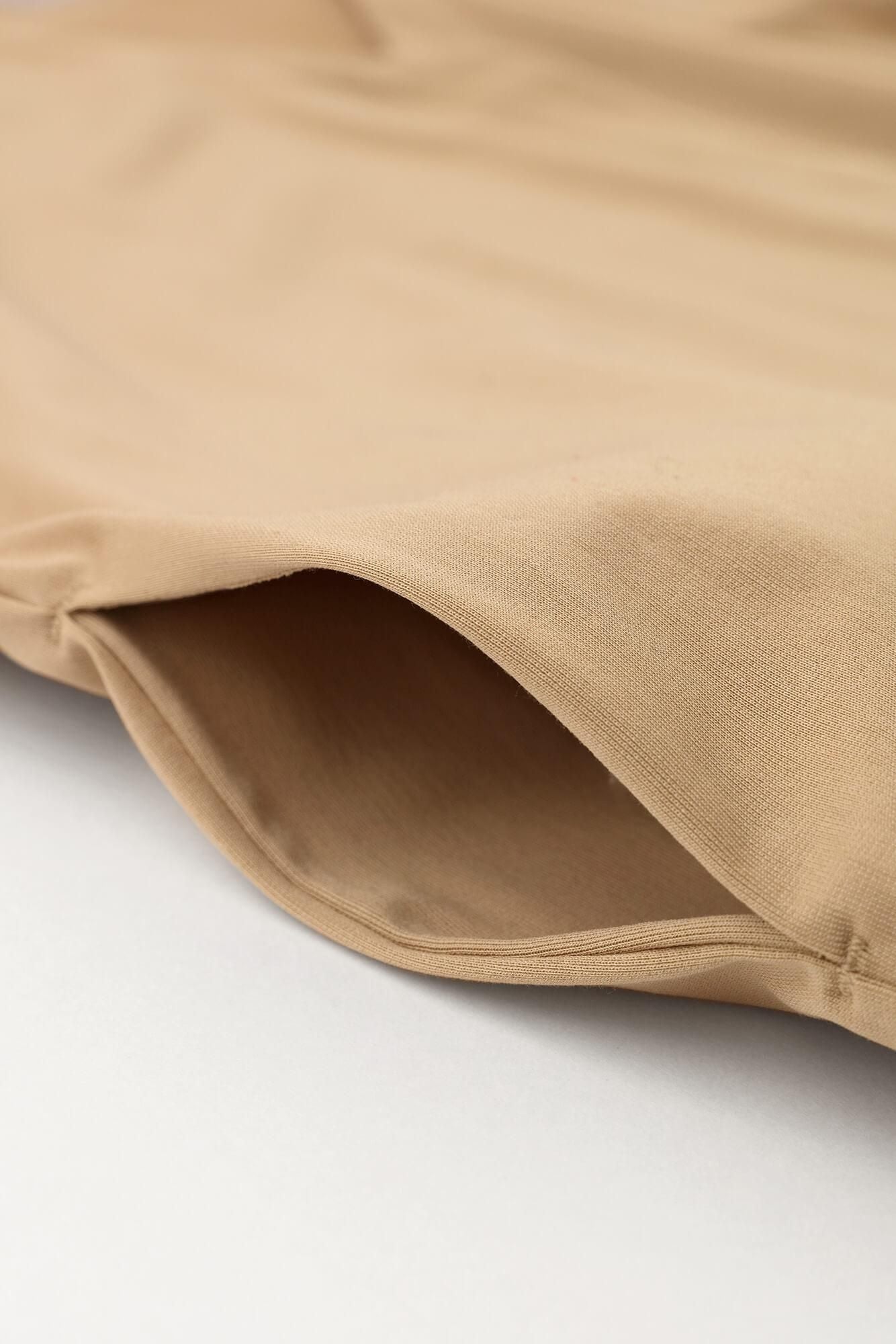 코튼 트리아세테이트 V넥 빛튜닉가디건／짙은 베이지색