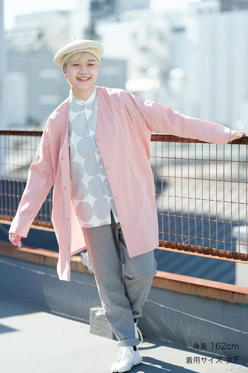 綿トリアセテート Vネック ライトチュニックカーディガン