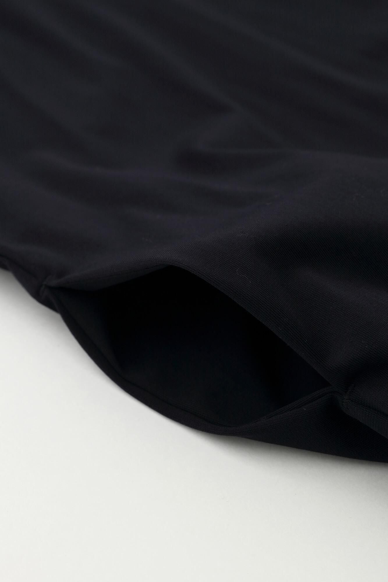 棉三醋酸纖維V領淺色長版上衣外套/黑藍色