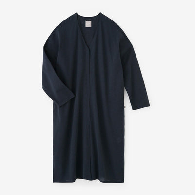 綿麻混 リランチェ(R) Vネック ライトコート／留紺（とめこん）