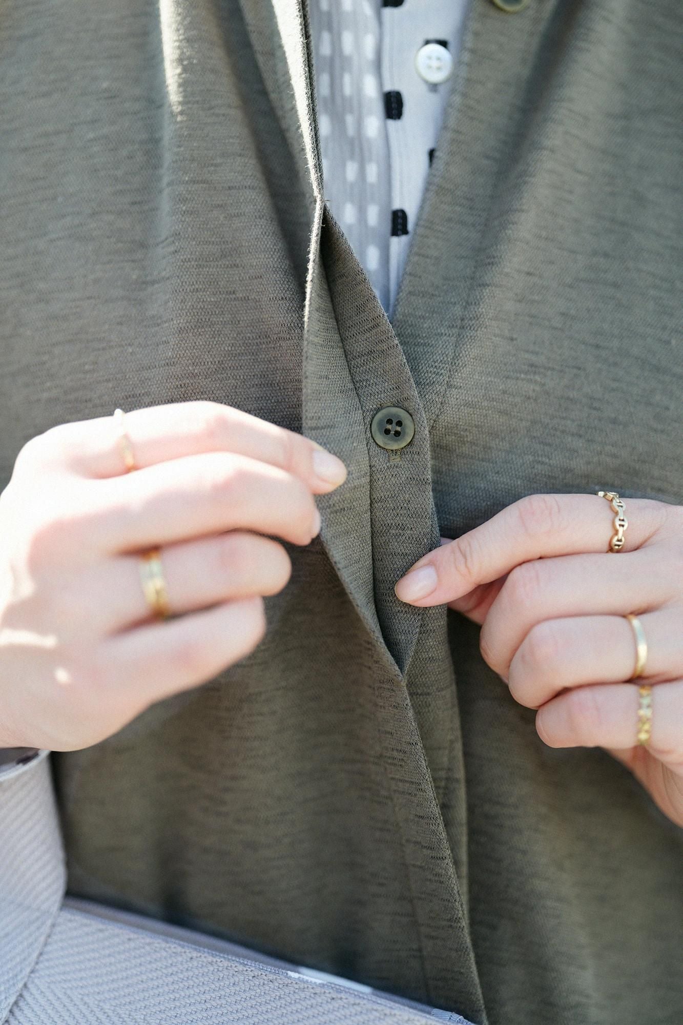 Mélange de coton et de lin Lilanche (R) Collier de support Light Coat / Yanagicha