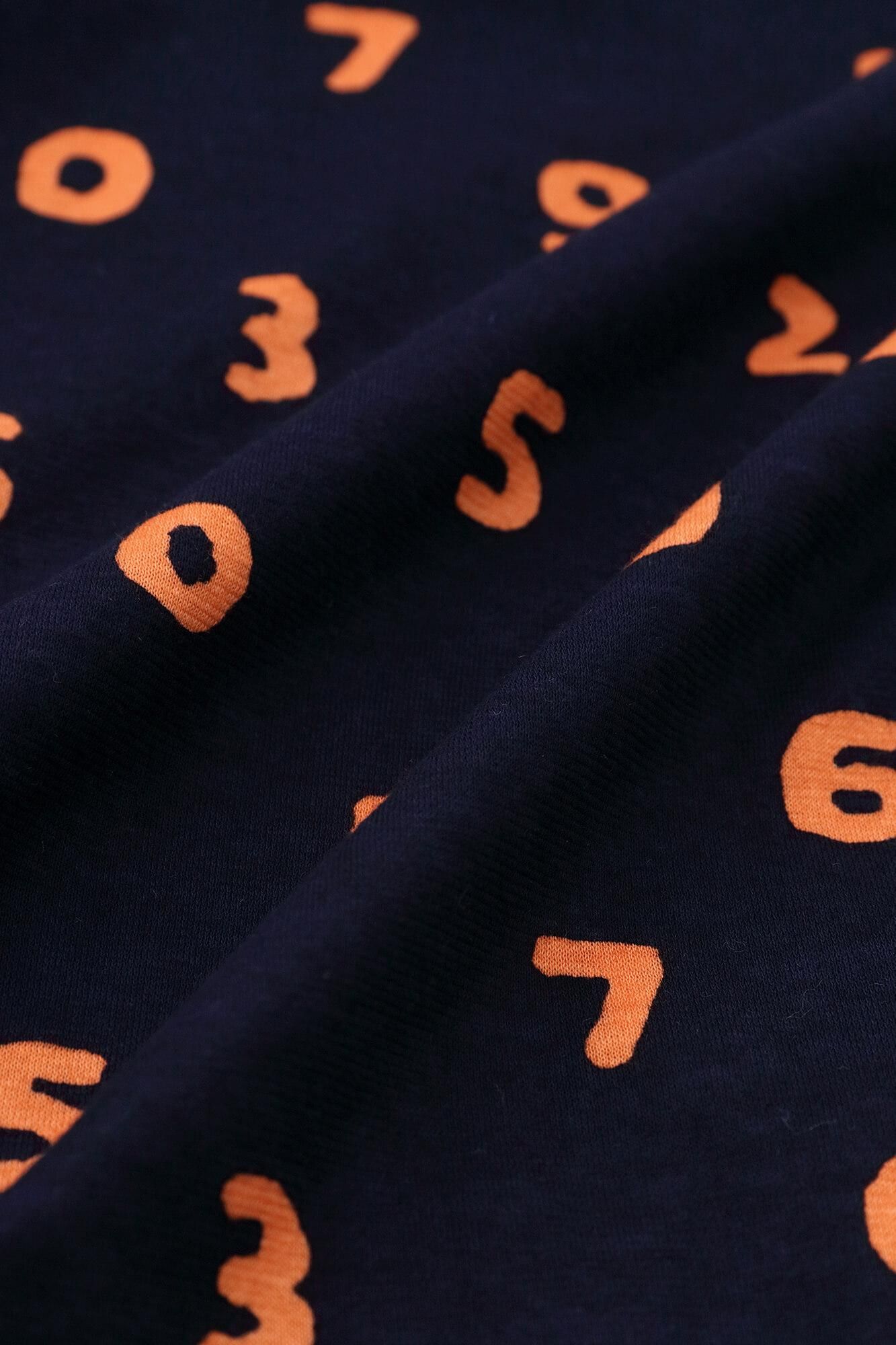 ● Square Neck T-shirt Three-quarter Sleeve / SO-SU-U Navy × Orange