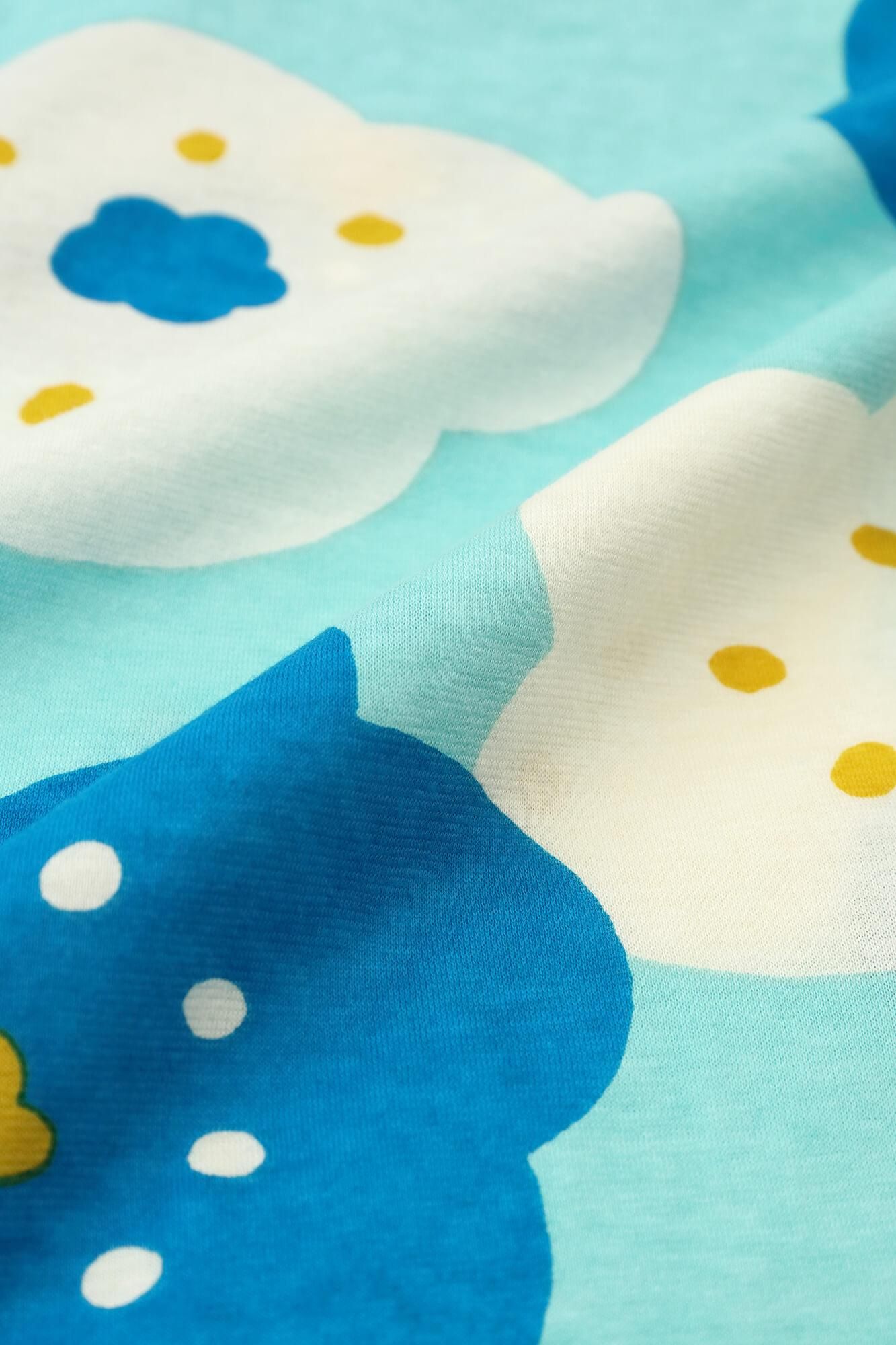 ●方領上衣 七分袖／微笑 水藍色