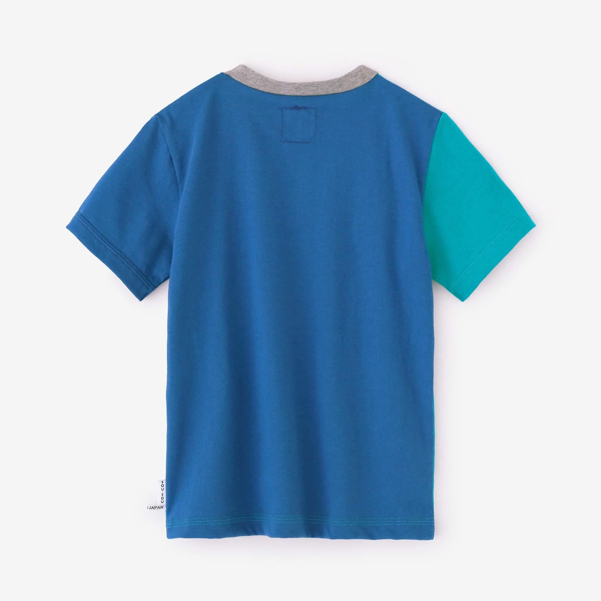● Square Neck T-shirt Bi-color / Sky Blue × Blue