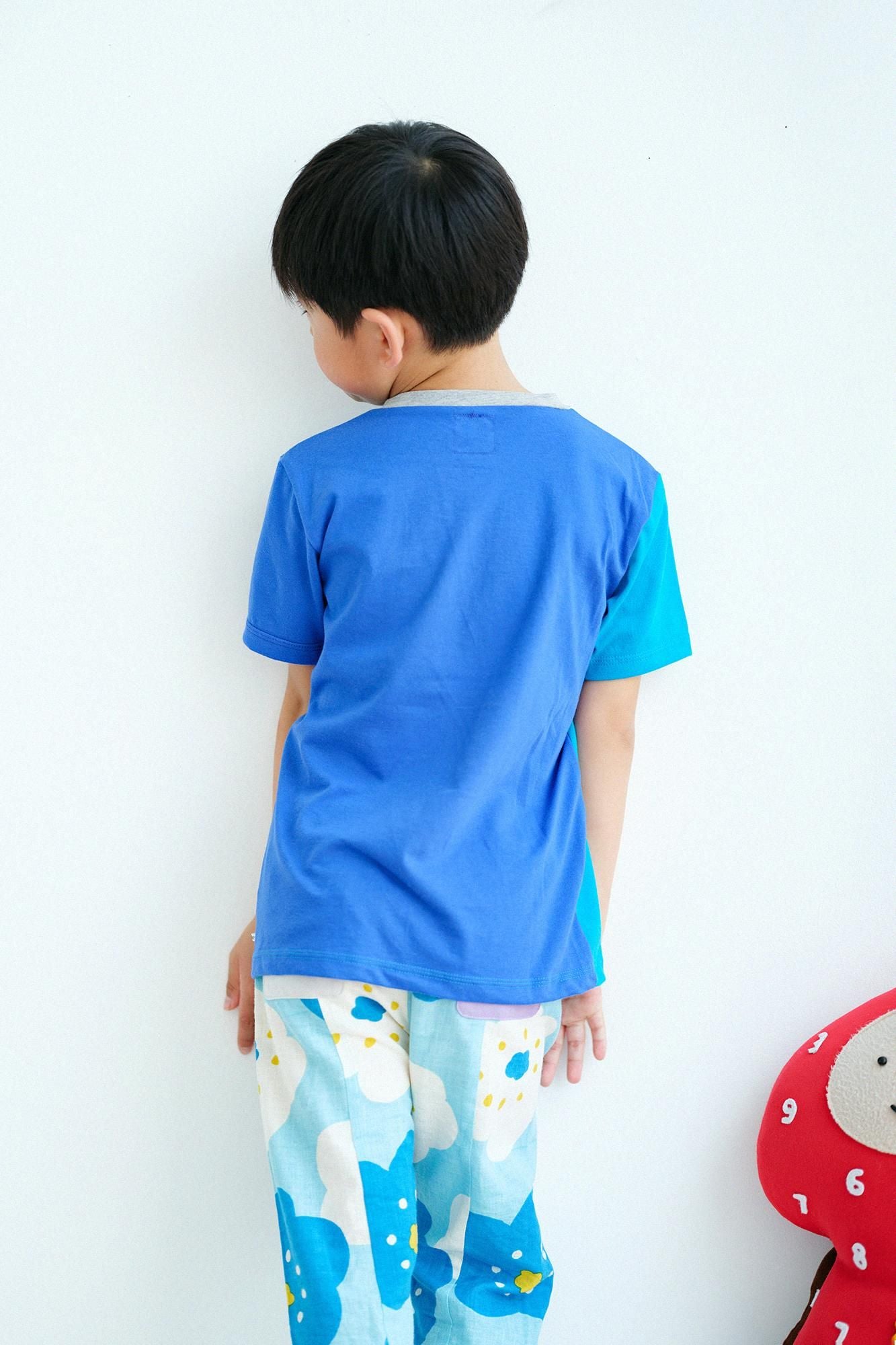 ● Square Neck T-shirt Bi-color / Sky Blue × Blue
