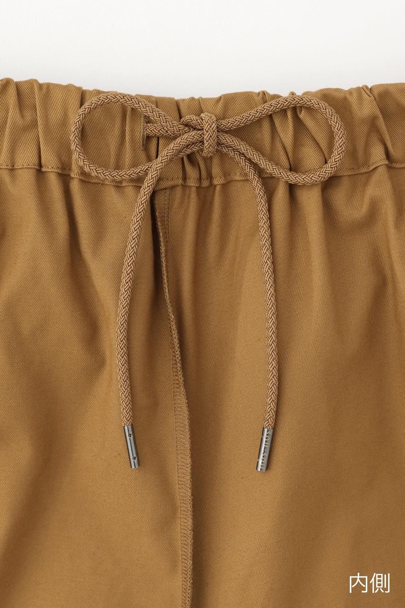 伸 斜紋織 闊腿褲／黄枯茶色