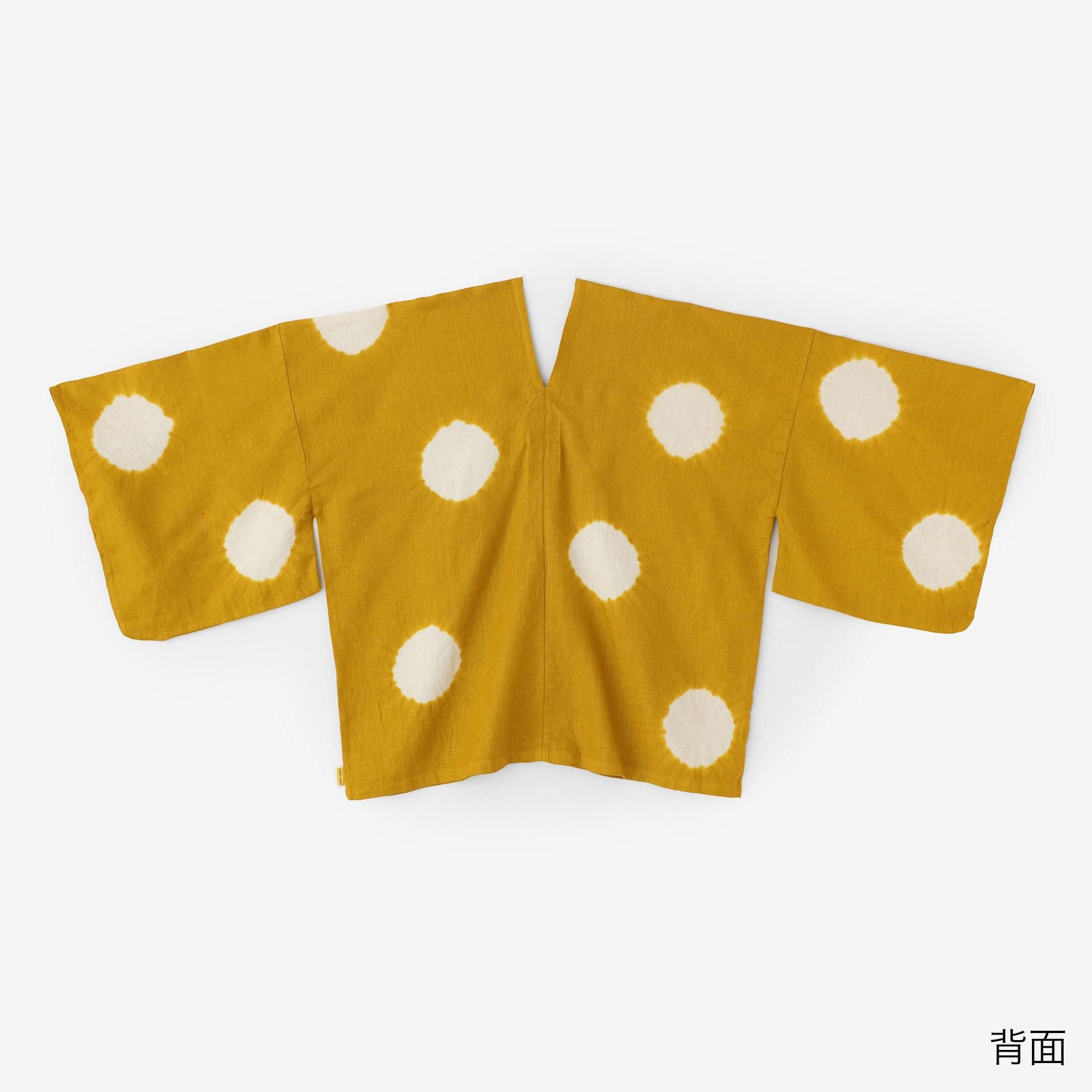 net限定】近清絞り 麻 はつき／水玉大（みずたまだい） 芥子色（