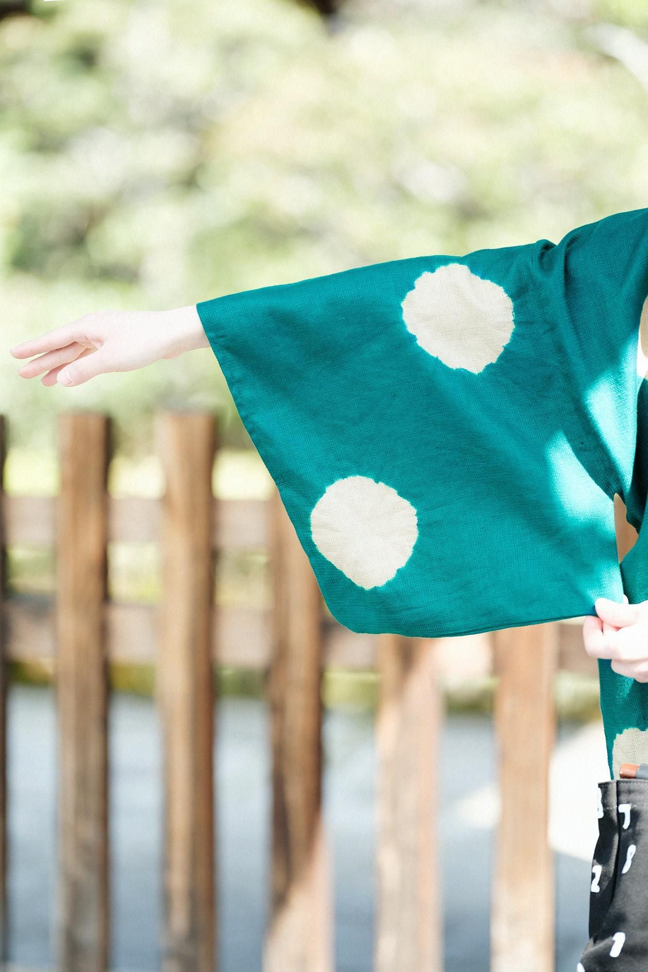 chikaki shibori大麻帽 /大圆点（mizuta madani），tokiwa green（tokiwa midori）x hashiba miiro