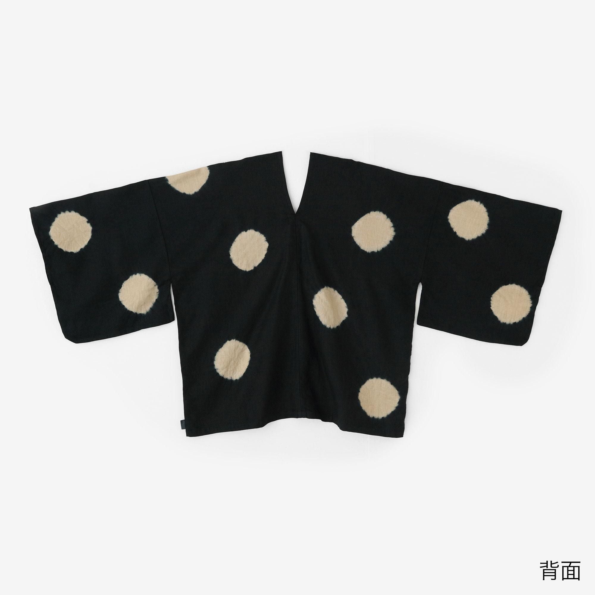 近清絞り 麻 はつき／水玉大（みずたまだい） 濡羽色（ぬれ