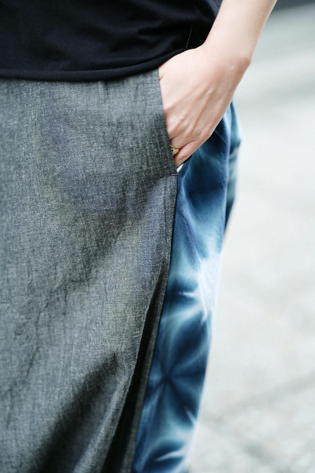 たばた絞り 伊勢木綿 20/20 麻混 富士（ふじ）／雪花（せっか） 白虎