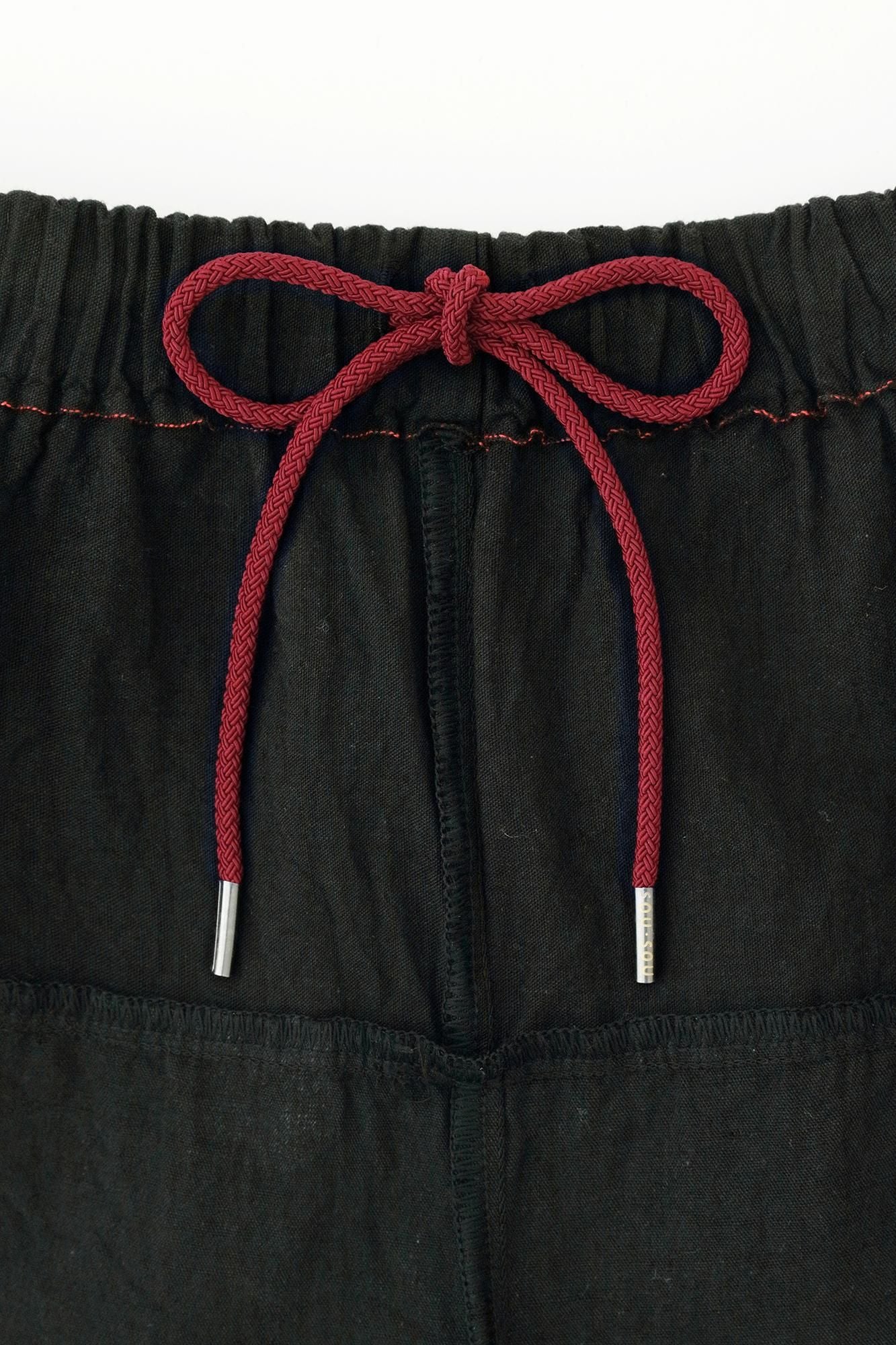 Isemomen Cotton 20/20 Linen-blend Obi Style Pant / Black × SO-SU-U