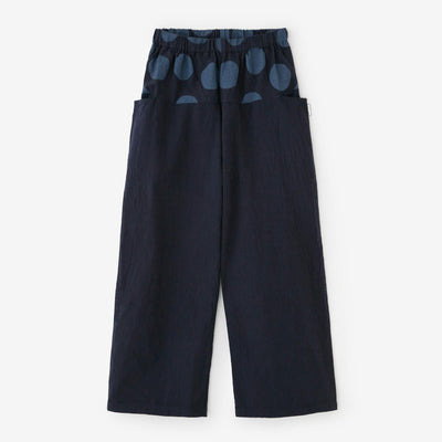 Isemomen Cotton 20/20 Linen-blend Obi Style Pant / Polka Dots x Dark Blue