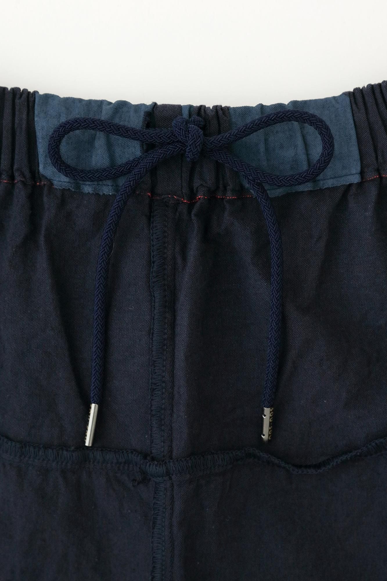 【極美品】SOU・SOU◎伊勢木綿 20/20 麻混 帯もんぺ／草柳鼠 × 水辺 伊勢木綿 20/20 麻混 帯もんぺ／すいぎょく×濃紺（のうこん）