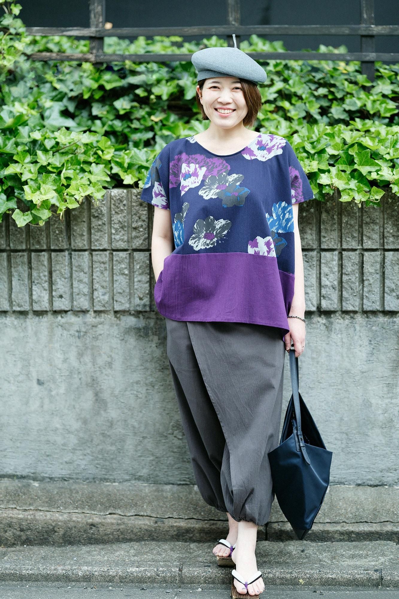 SOU・SOU×Y'SACCS肩袋，温和的炉子，深蓝色，炉子2