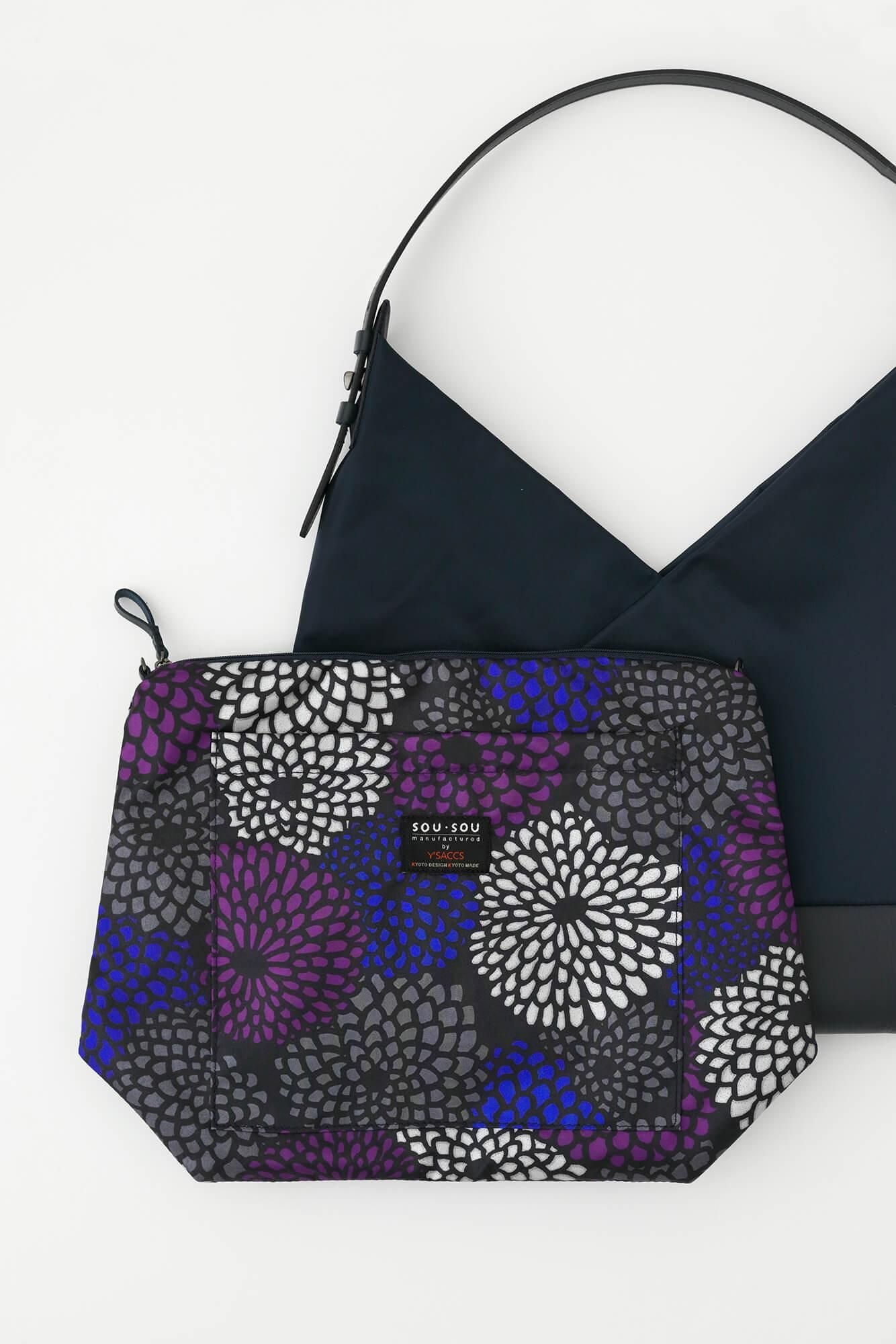 SOU・SOU×Y'SACCS肩袋，温和的炉子，深蓝色，炉子2