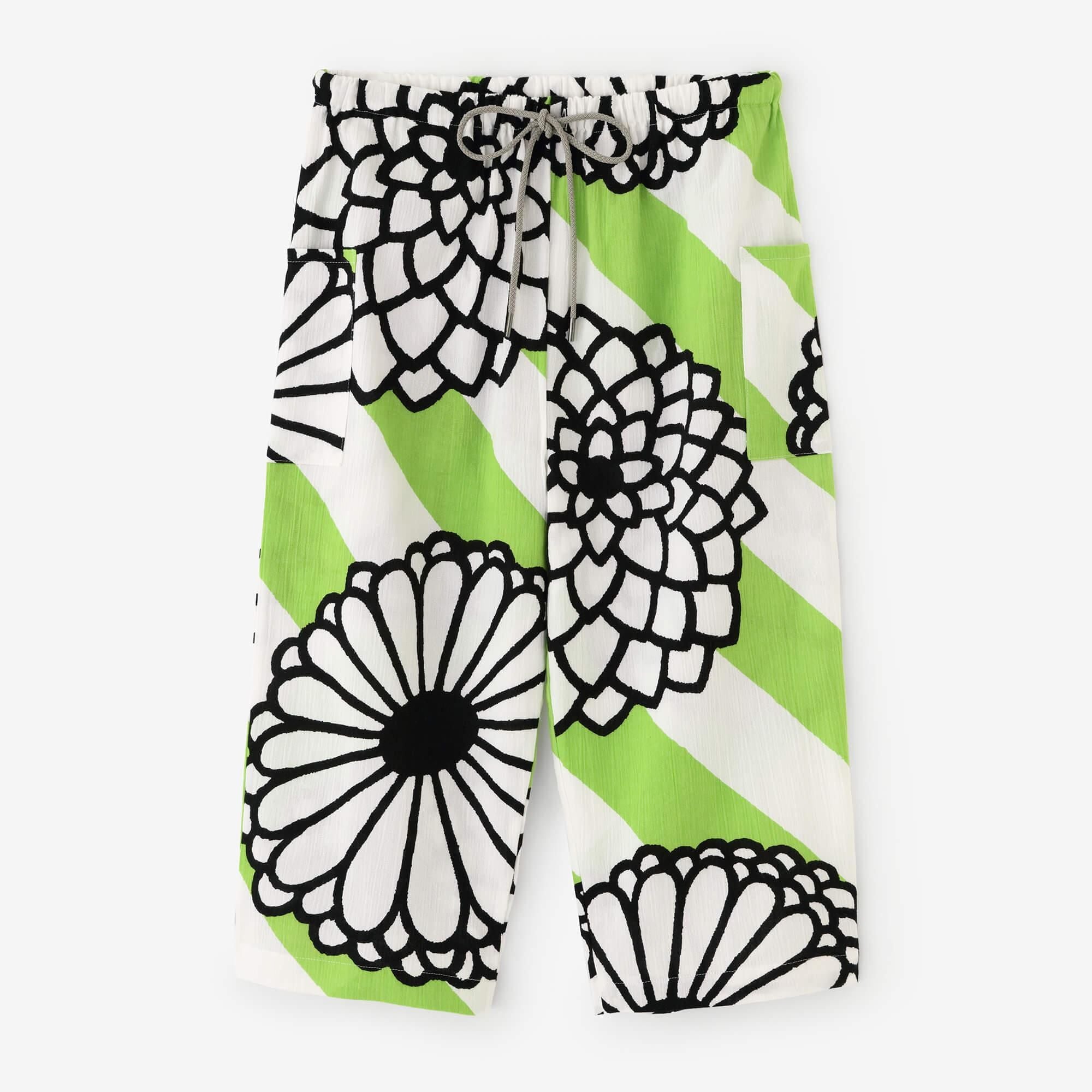 Chizimi Cotton 20/20 Skinny Pants / Round Chrysanthemum