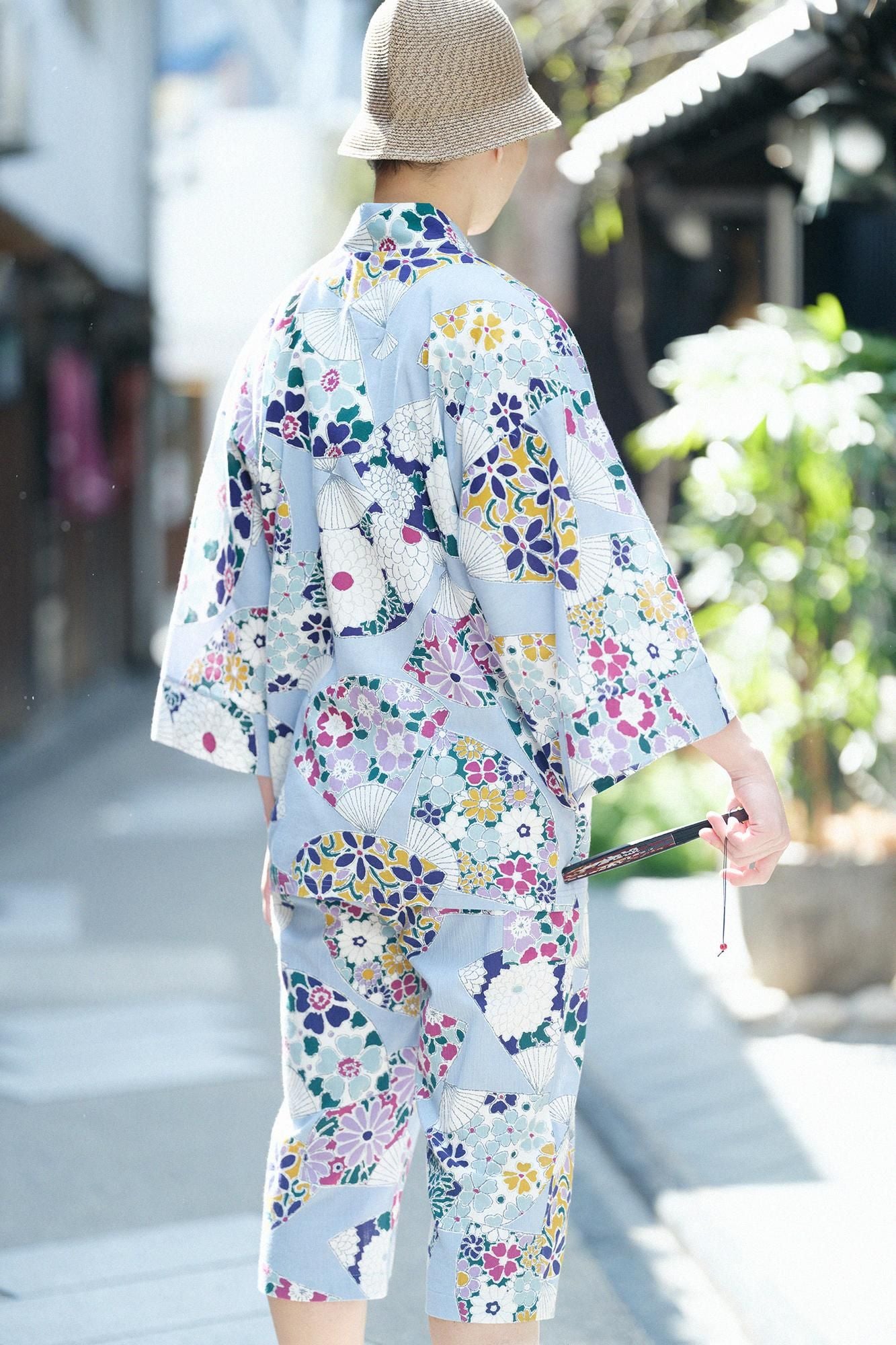 net限定】高島縮 20/20 えんゆう穿き／扇（おうぎ） 浅縹（あさは