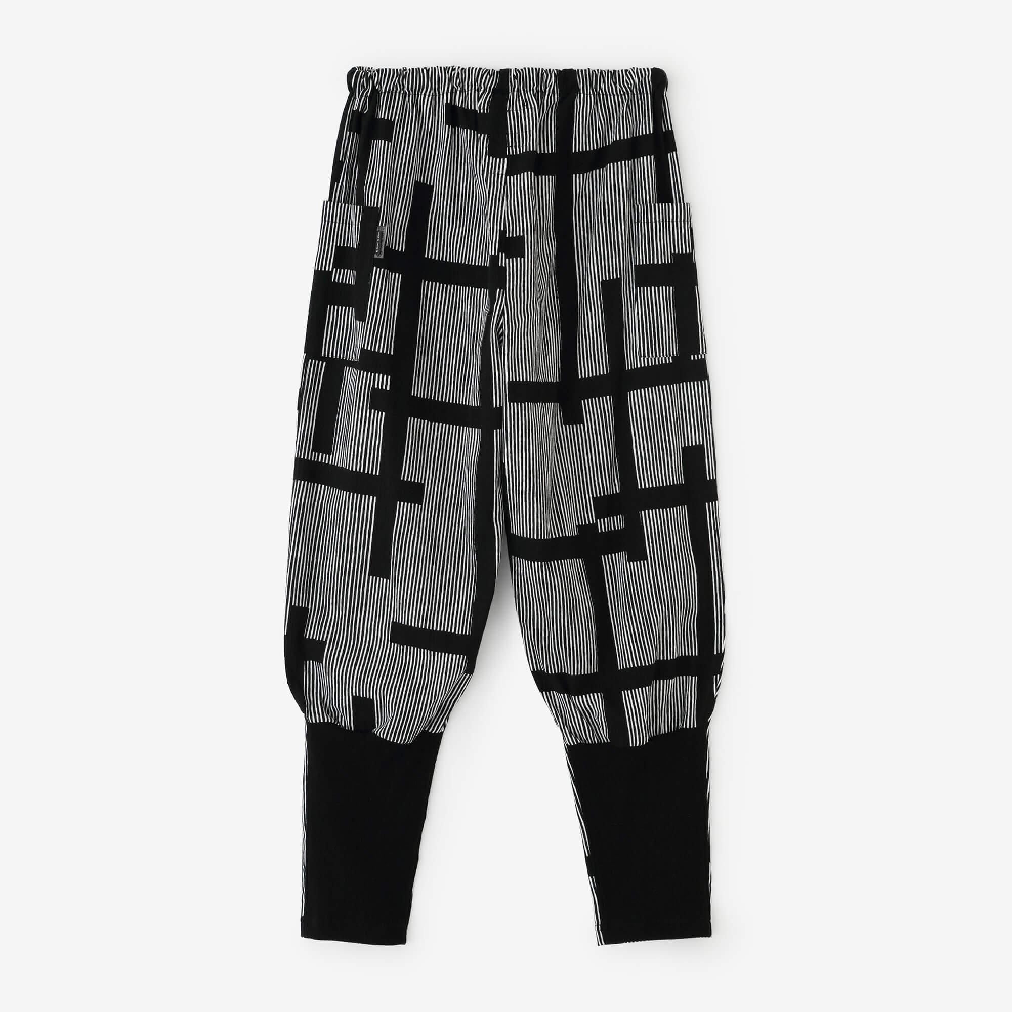 Chizimi Cotton 20/20 Harem Pants / Staggered Stripes Fence