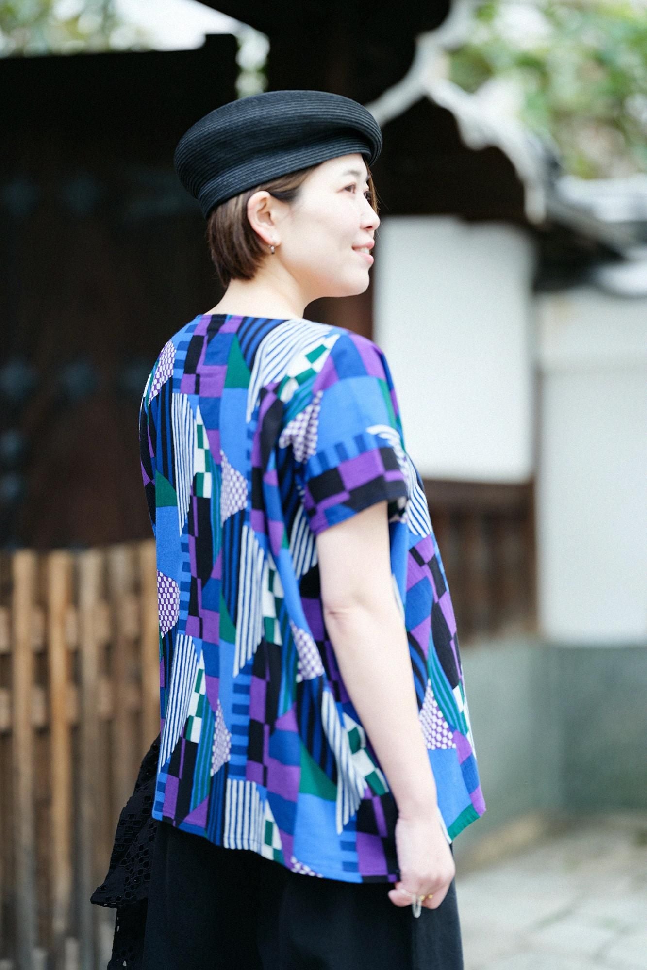 高島縮棉 20/20方形上衣/幾何紋