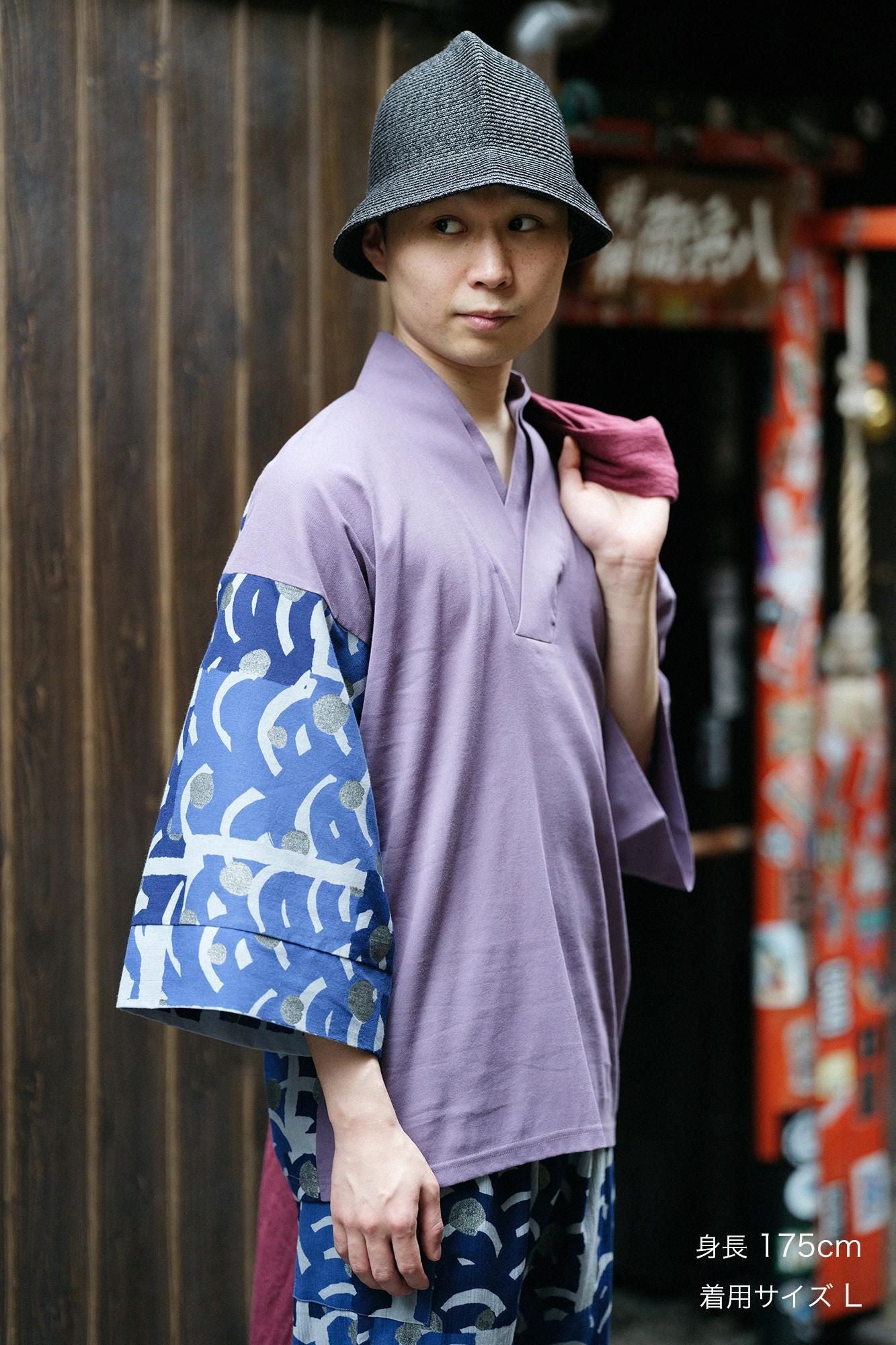 SOU・SOU 半衿風靡 高島縮 やたら編み メンズ 傾衣 新品 未使用 高島縮 40/40 半衿風靡（はんえりふうび） 片身替わり（かた