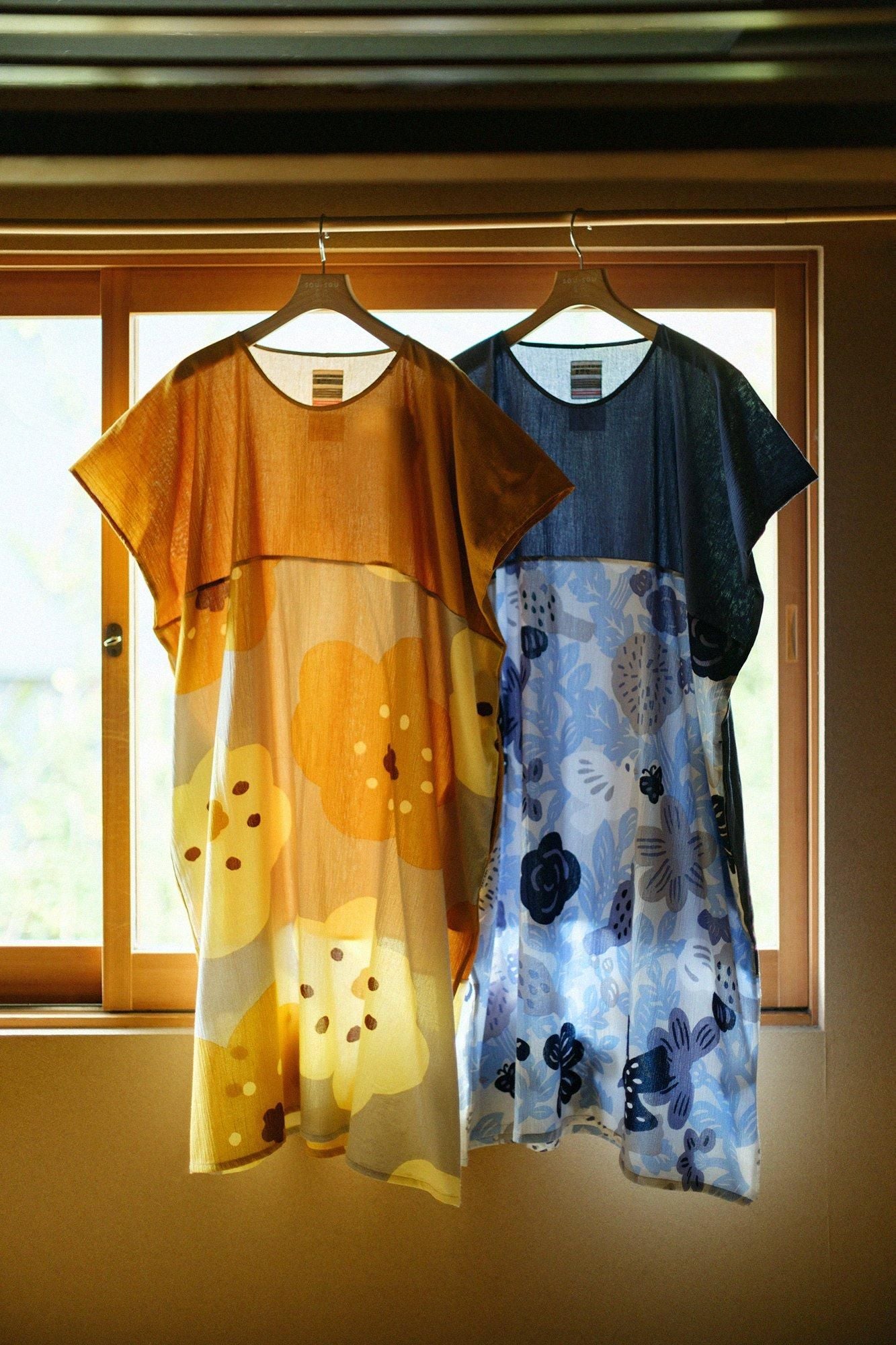 타카시마치지미 20/20 직사각형 원피스 Kumi Hem Pattern/Yamabukicha x호호에미 시라 차 네즈