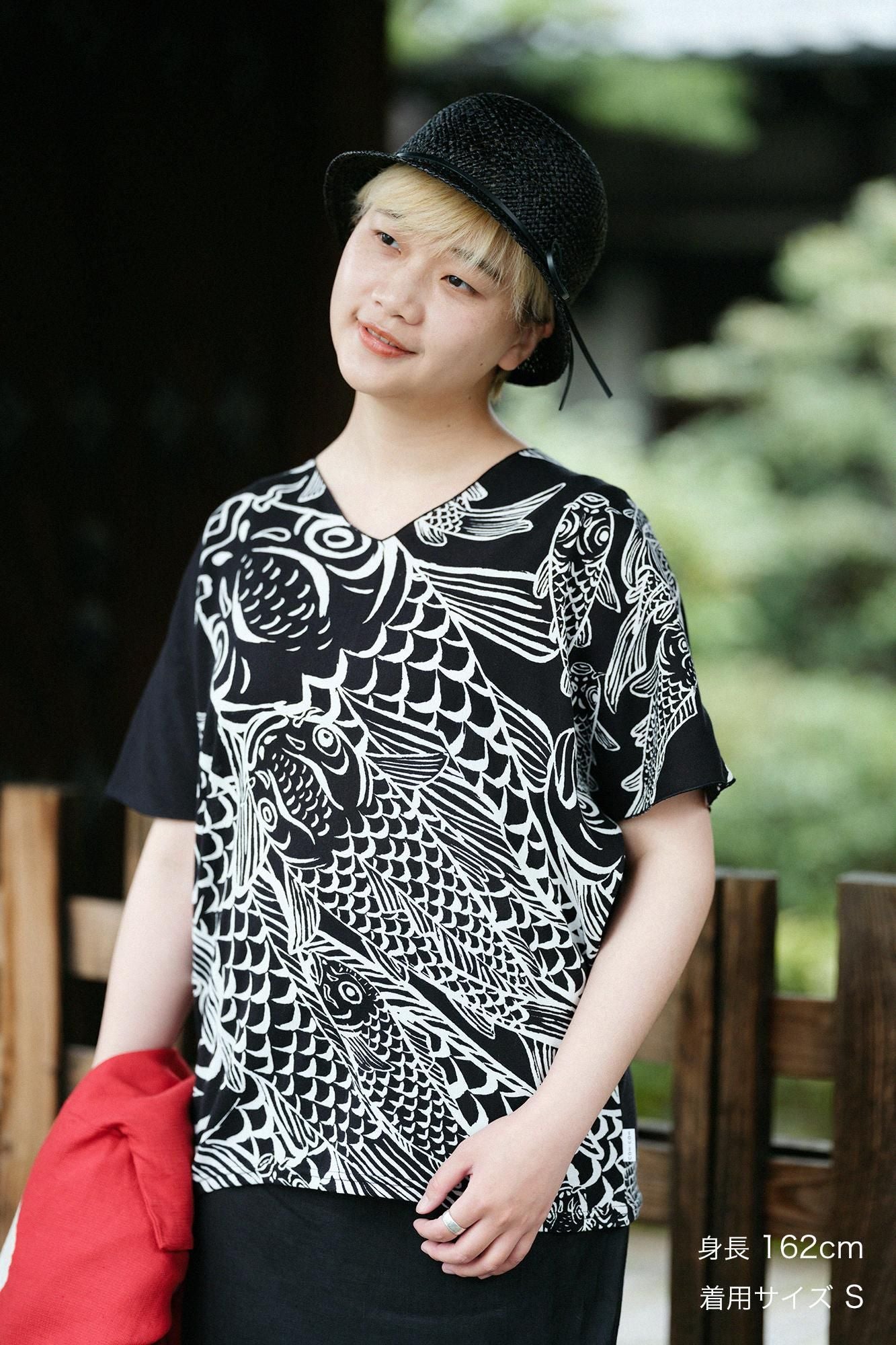 高島縮棉 40/40 短袖上衣／Carp is dragon in heaven和留白