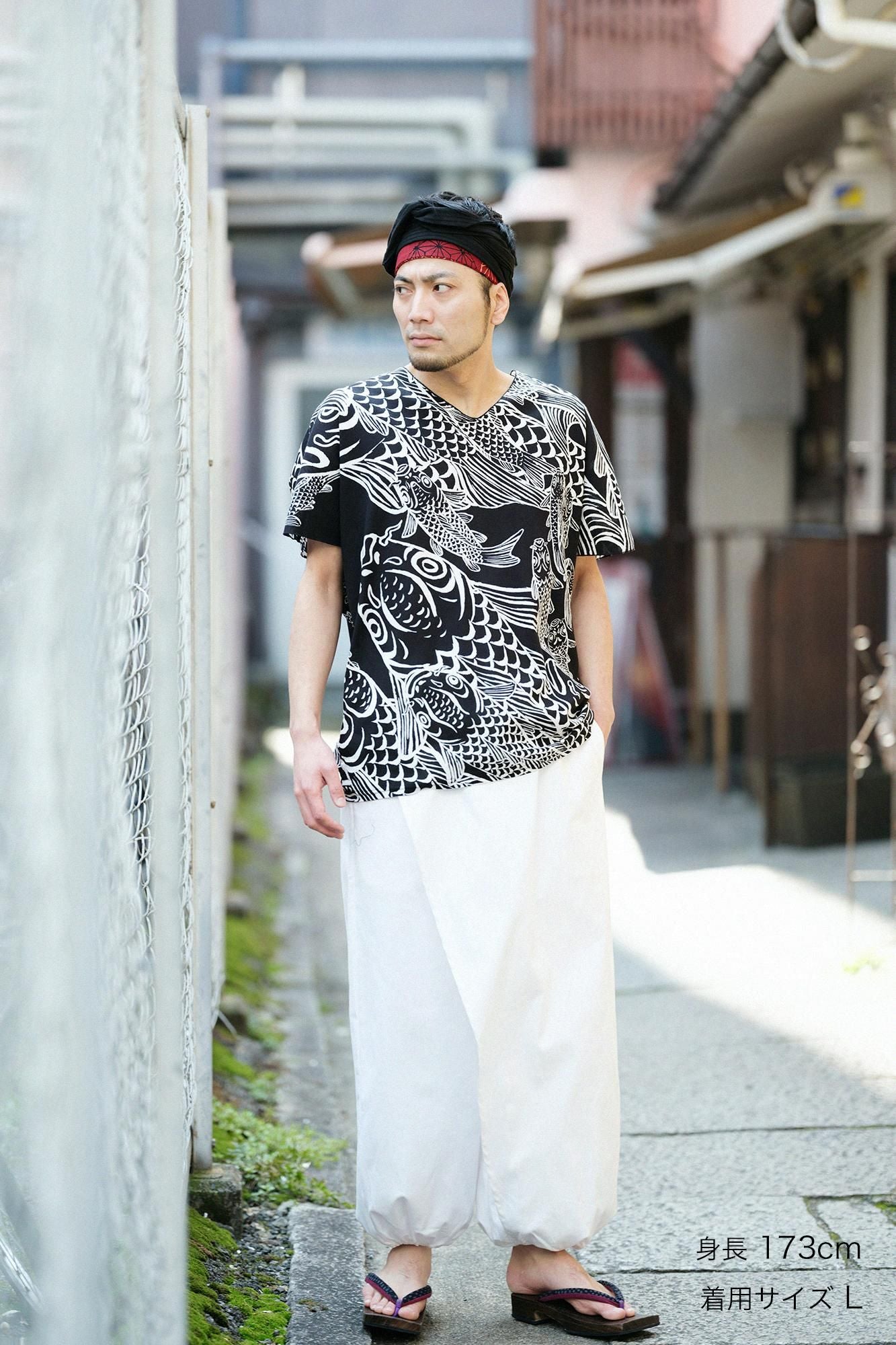 高島縮棉 40/40 短袖上衣／Carp is dragon in heaven和留白