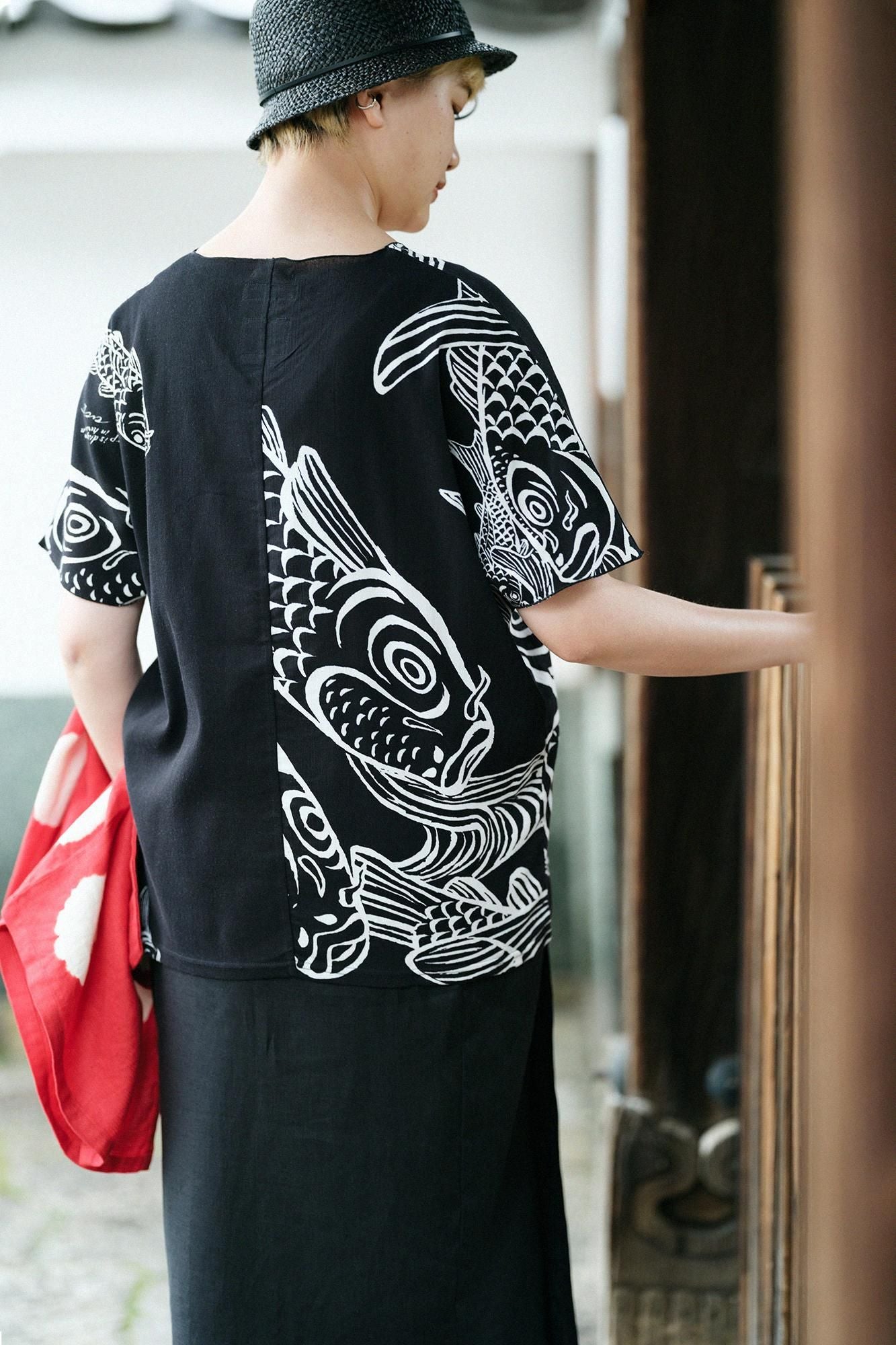 高島縮棉 40/40 短袖上衣／Carp is dragon in heaven和留白