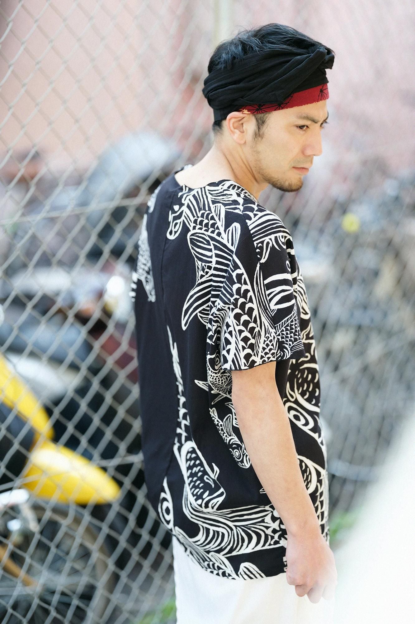 高島縮棉 40/40 短袖上衣／Carp is dragon in heaven和留白