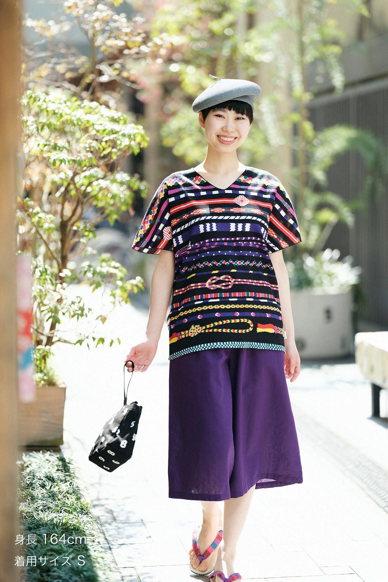 [僅在線]高島縮棉 40/40 短袖上衣／編繩