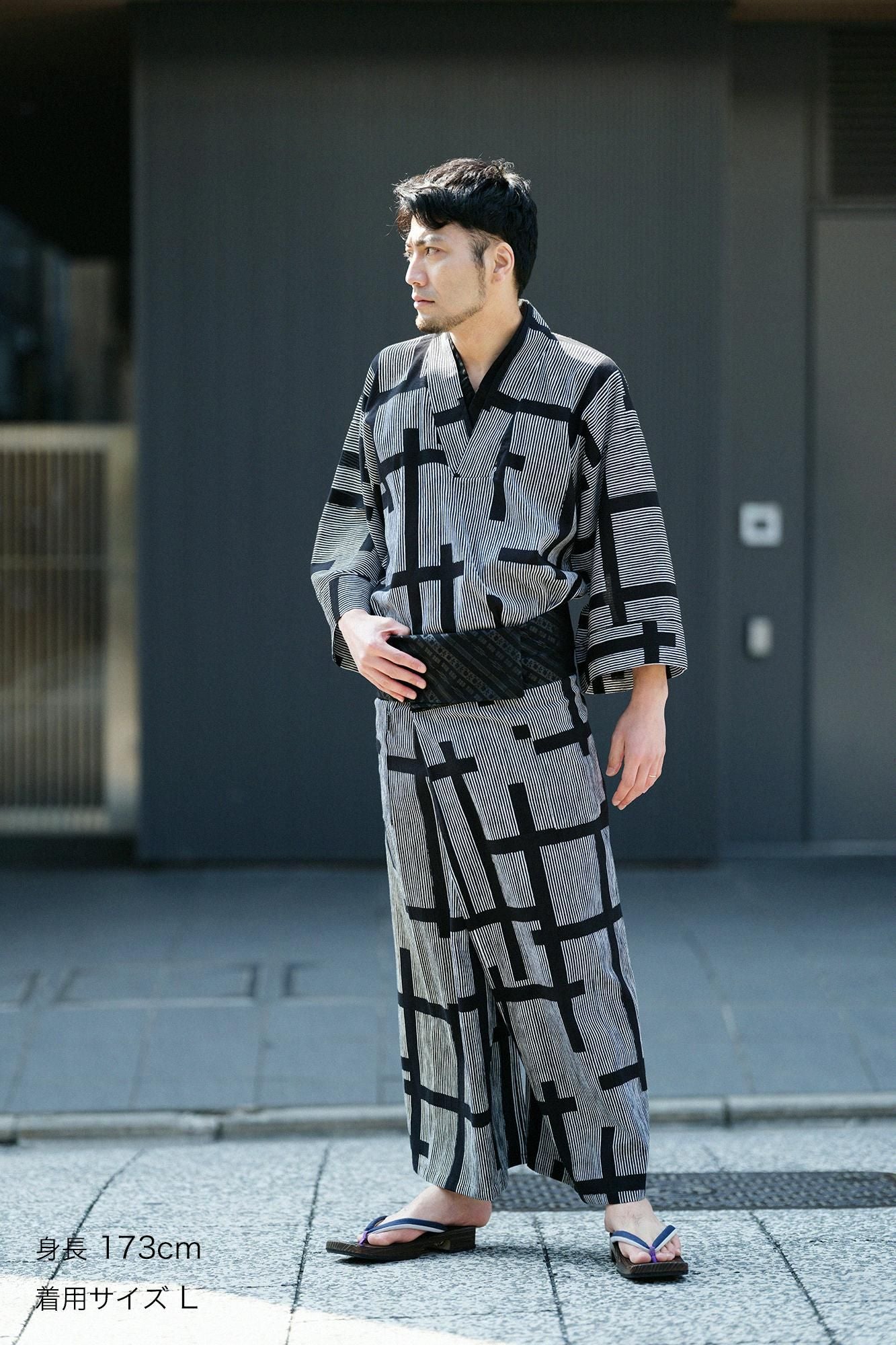 Chizimi Cotton 20/20 Fubi Bottom ／Staggered Stripes Fence