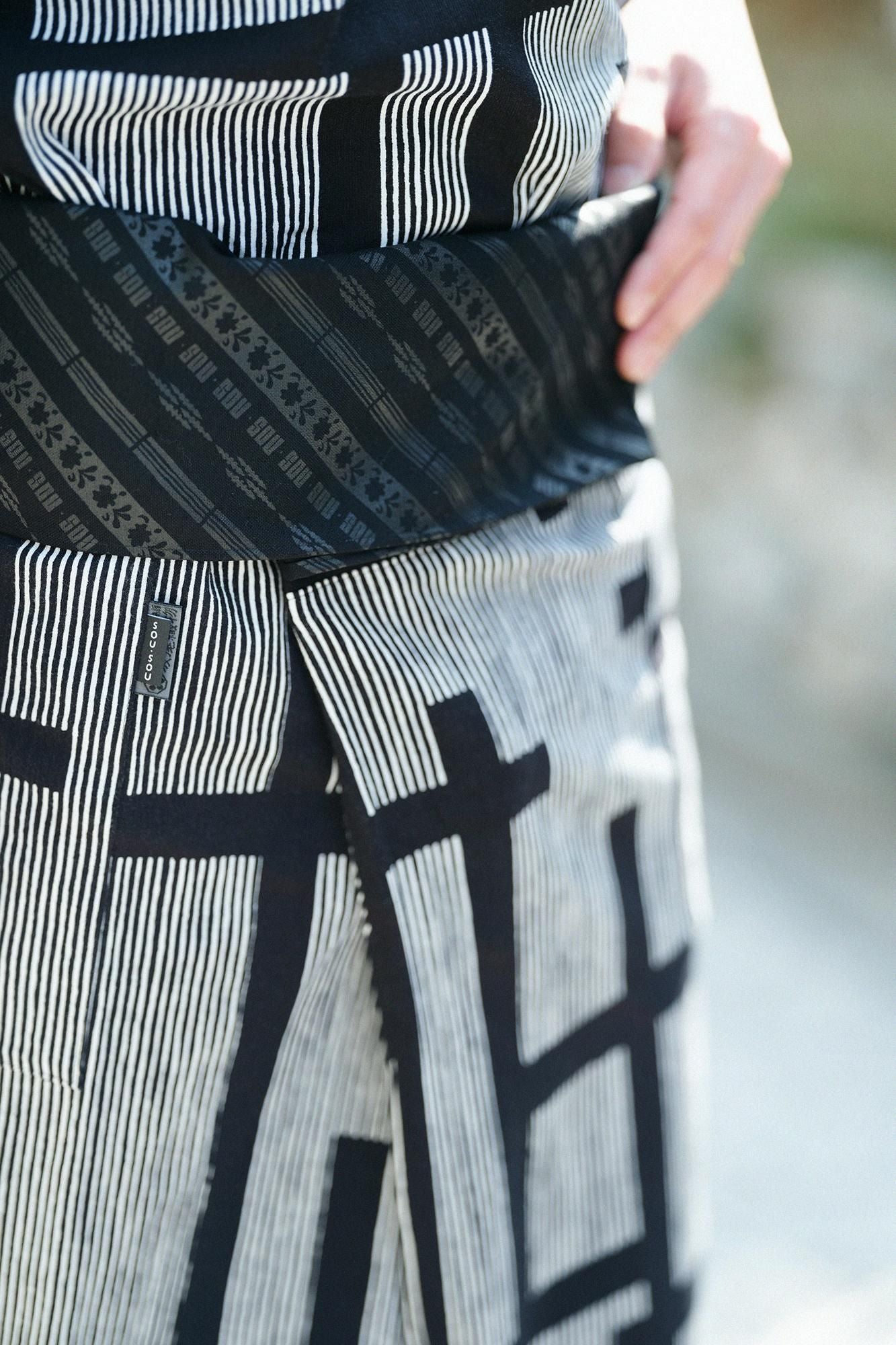 Chizimi Cotton 20/20 Fubi Bottom ／Staggered Stripes Fence