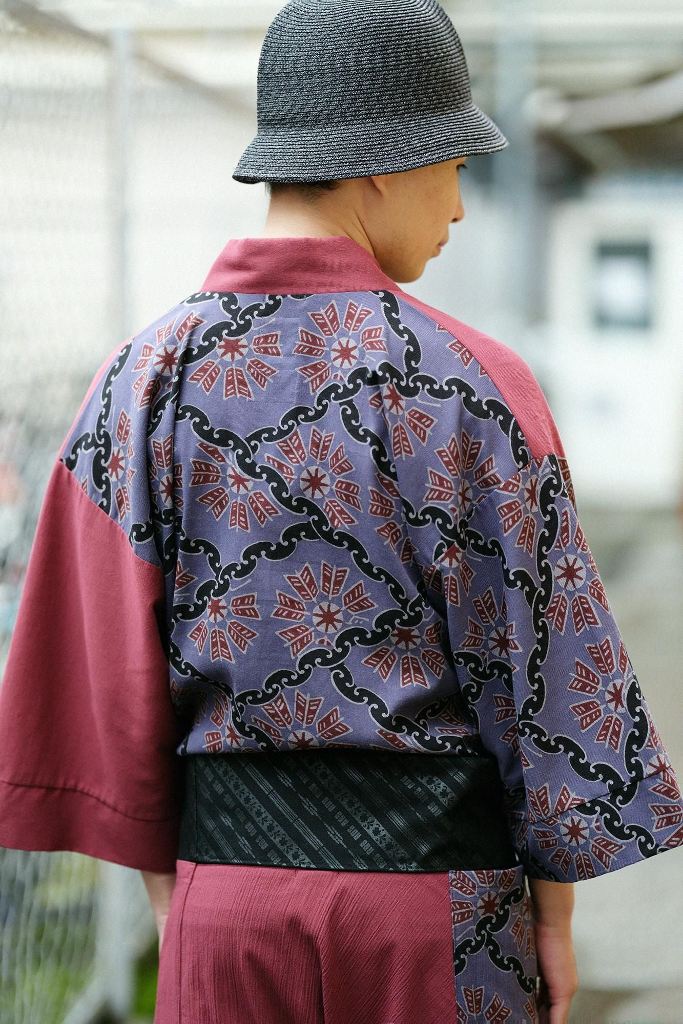 타카시마치지미 40/40 후우비 우에 카타미가와리（카타미가와리)/석류 색상 (석류) x칸츠나기야구루마몬