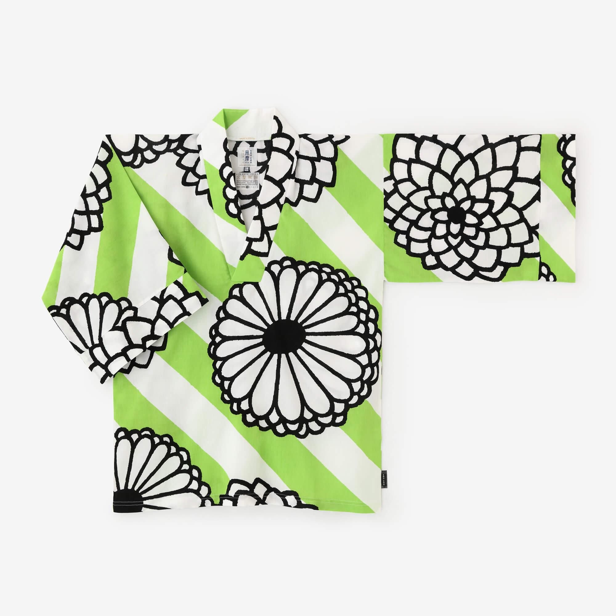 Chizimi Cotton 40/40 Fubi Kimono Top / Round Chrysanthemum